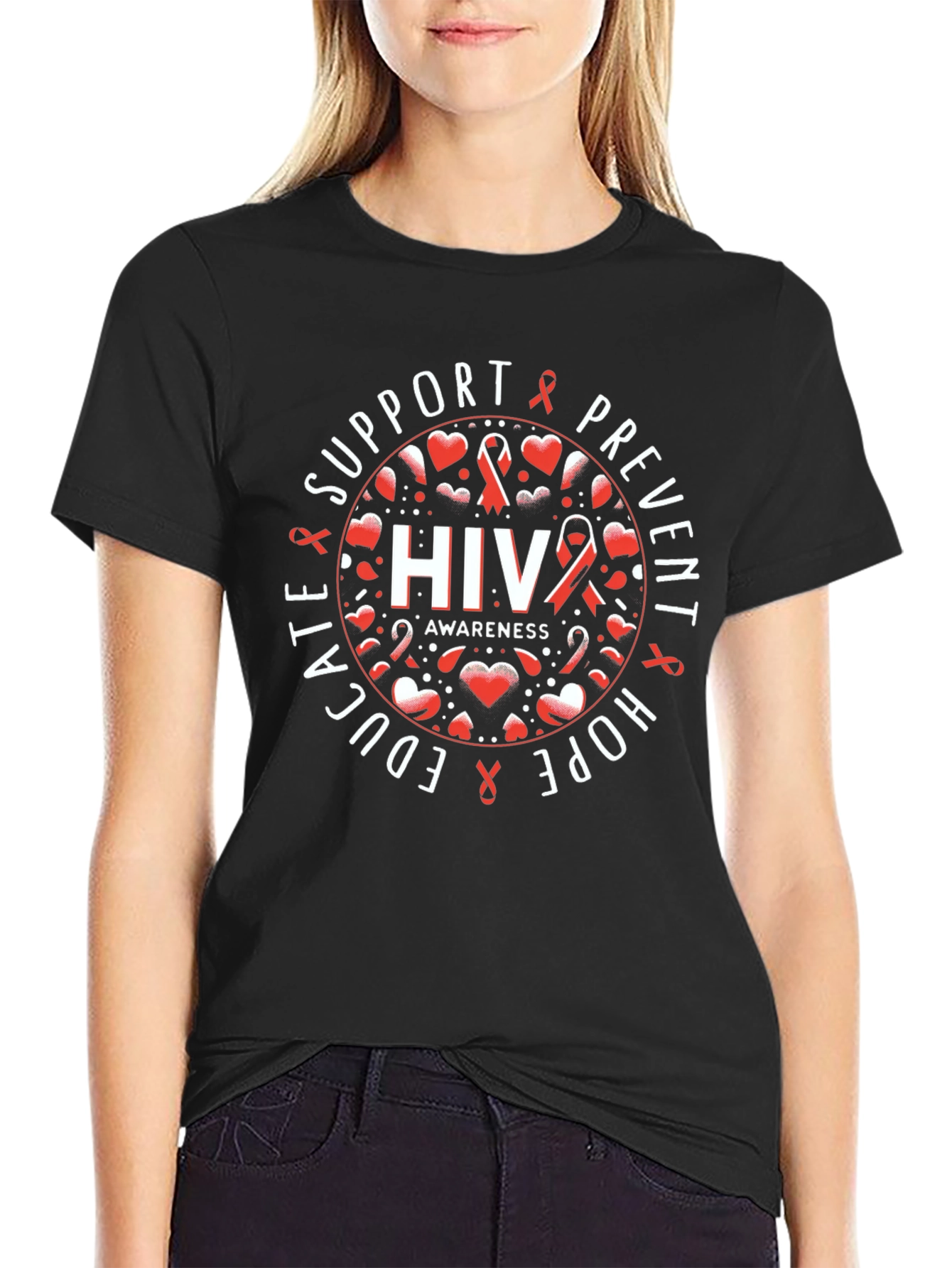 HIV Awareness T-Shirt - Support Educate Prevent
