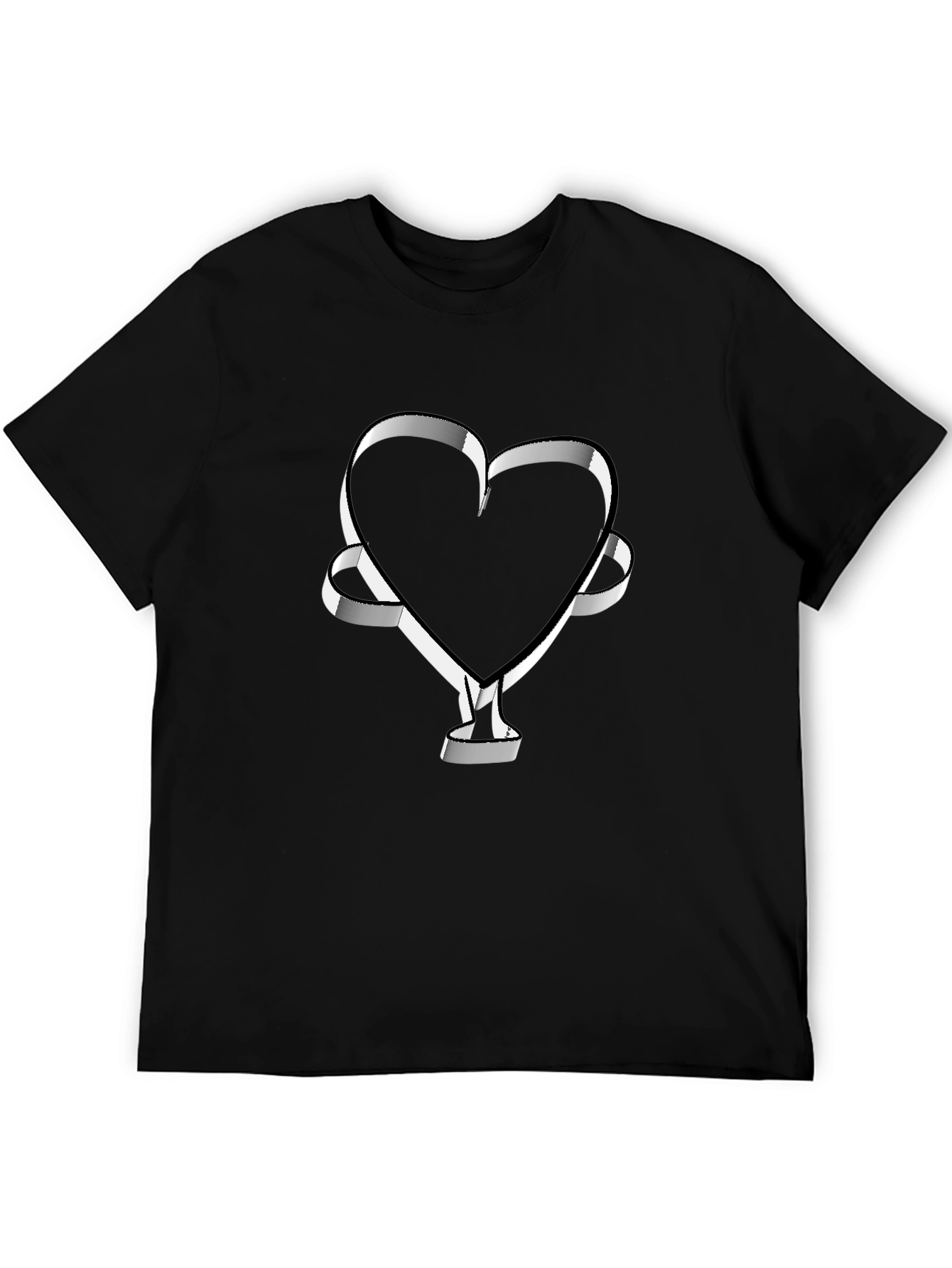 Abstract Heart Ribbon Black T-Shirt