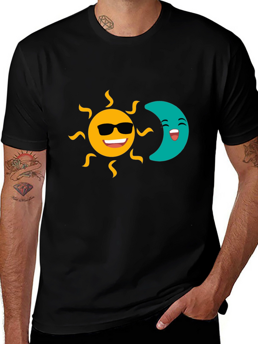Sun & Moon Graphic T-Shirt - Black Cotton Tee