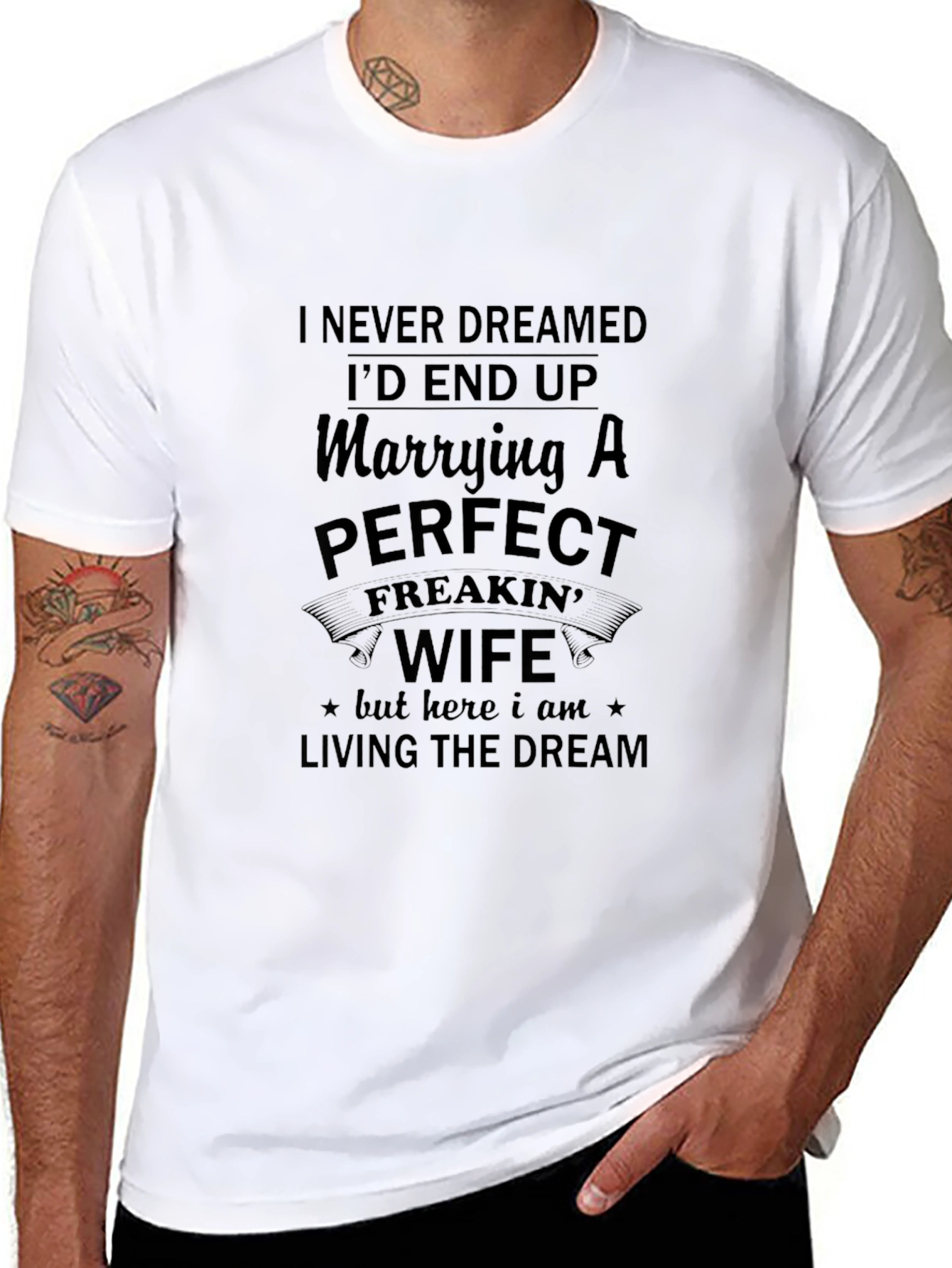 Marrying A Perfect Freakin Wife Mens Black T-Shirt