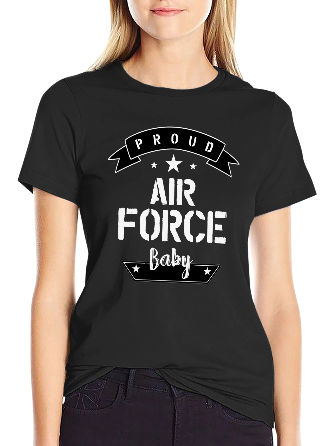Proud Air Force Baby Black T-Shirt