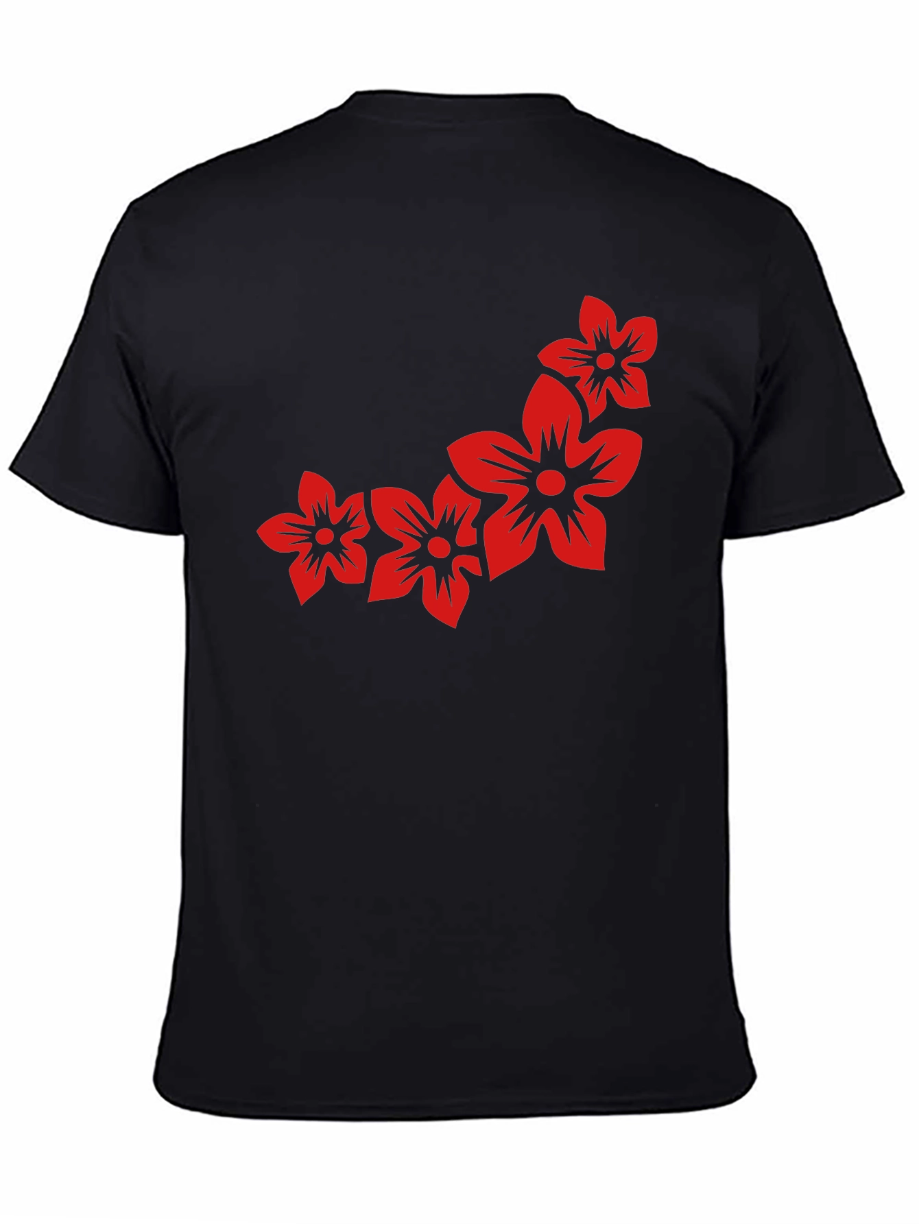 Floral Print Black Casual Tee