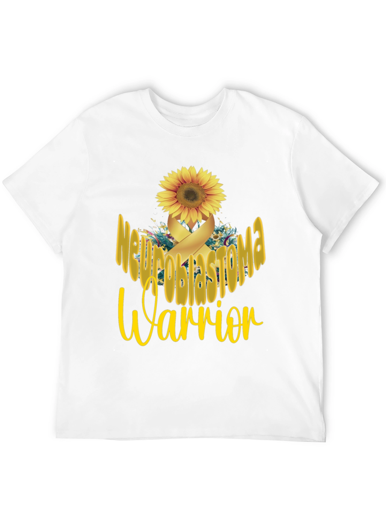Neuroblastoma Warrior Sunflower Ribbon Graphic T-Shirt