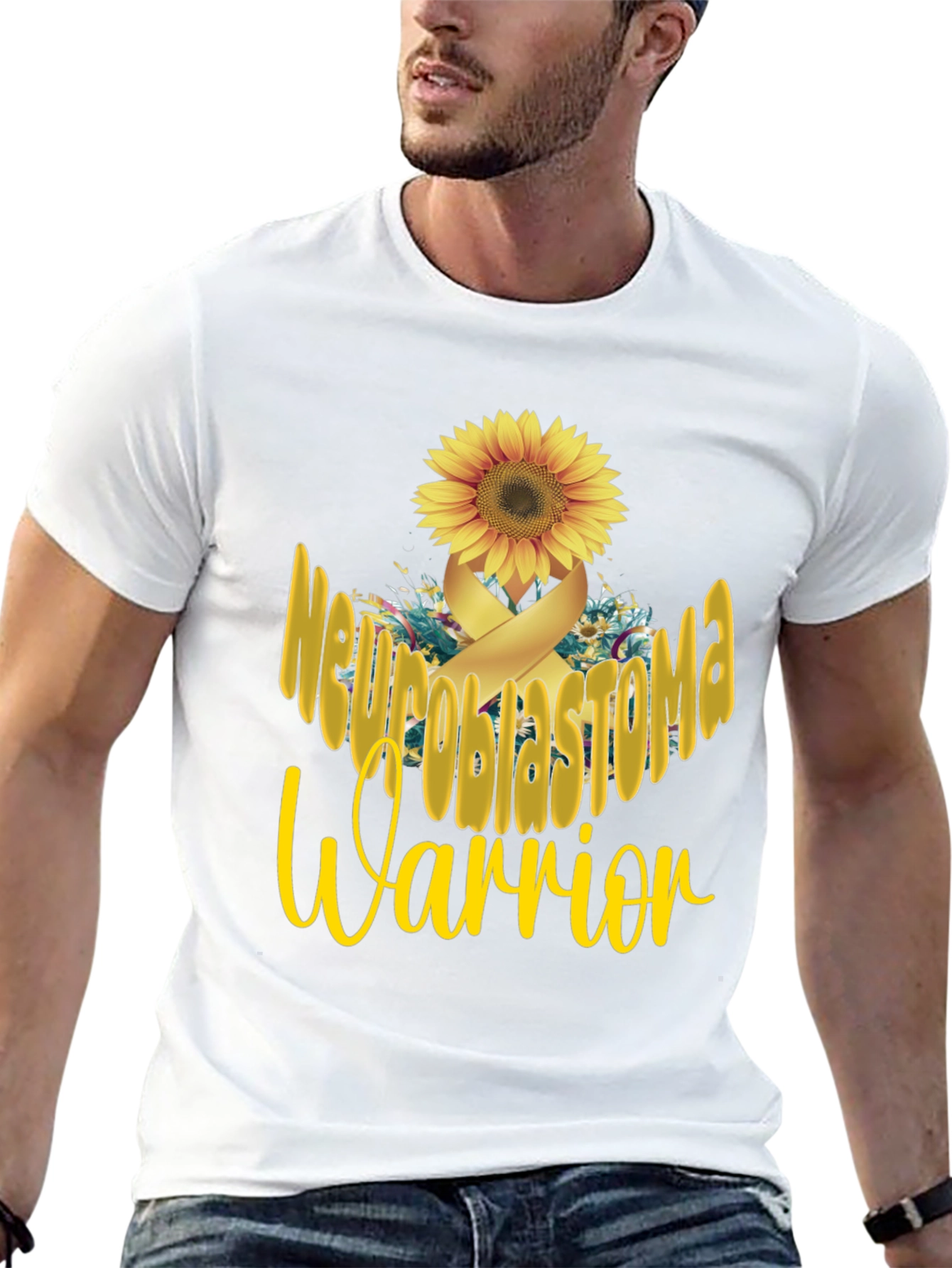 Neuroblastoma Warrior Sunflower Ribbon Graphic T-Shirt