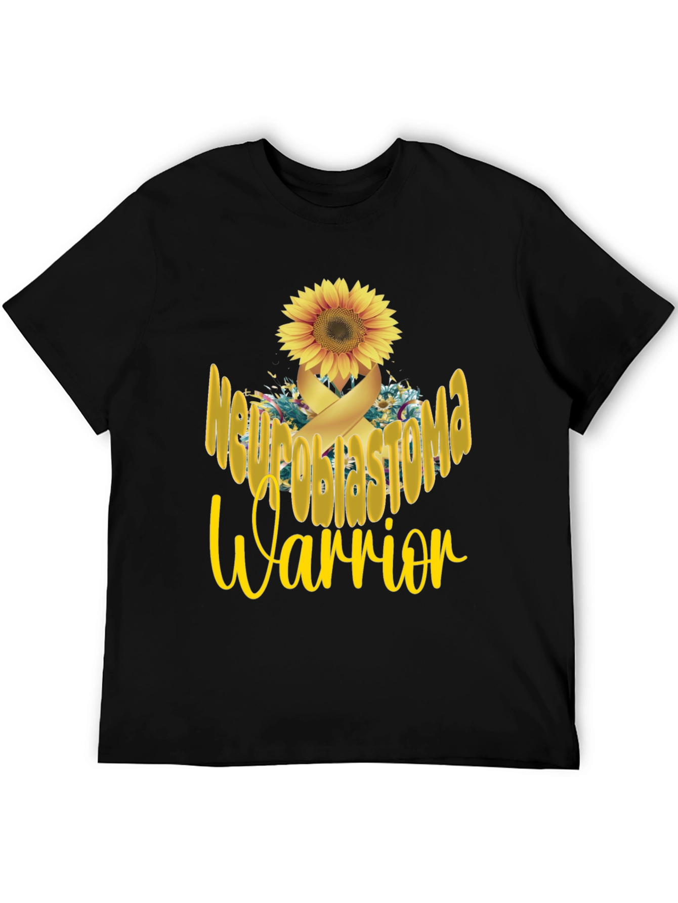 Neuroblastoma Warrior Sunflower Ribbon Graphic T-Shirt