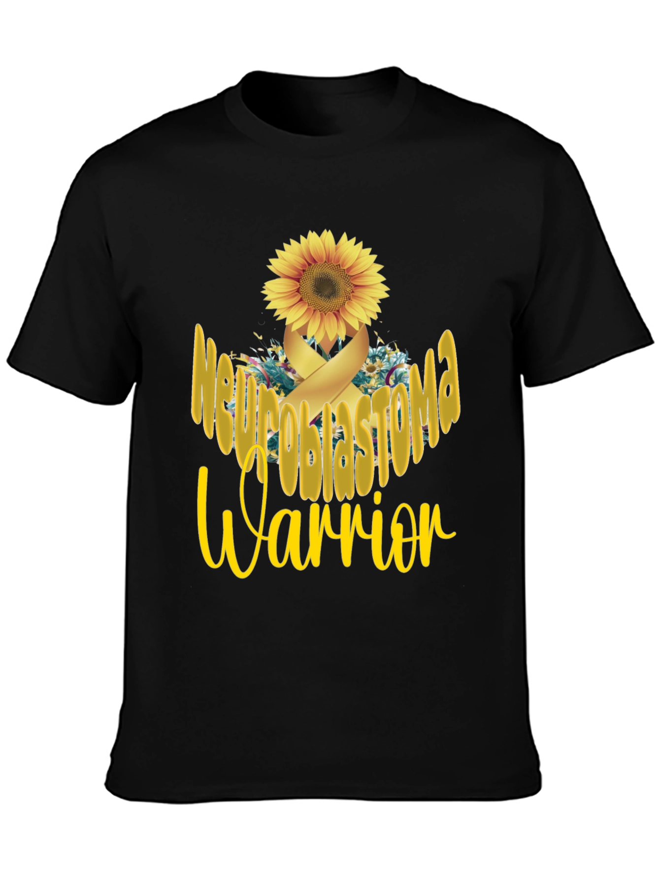 Neuroblastoma Warrior Sunflower Ribbon Graphic T-Shirt