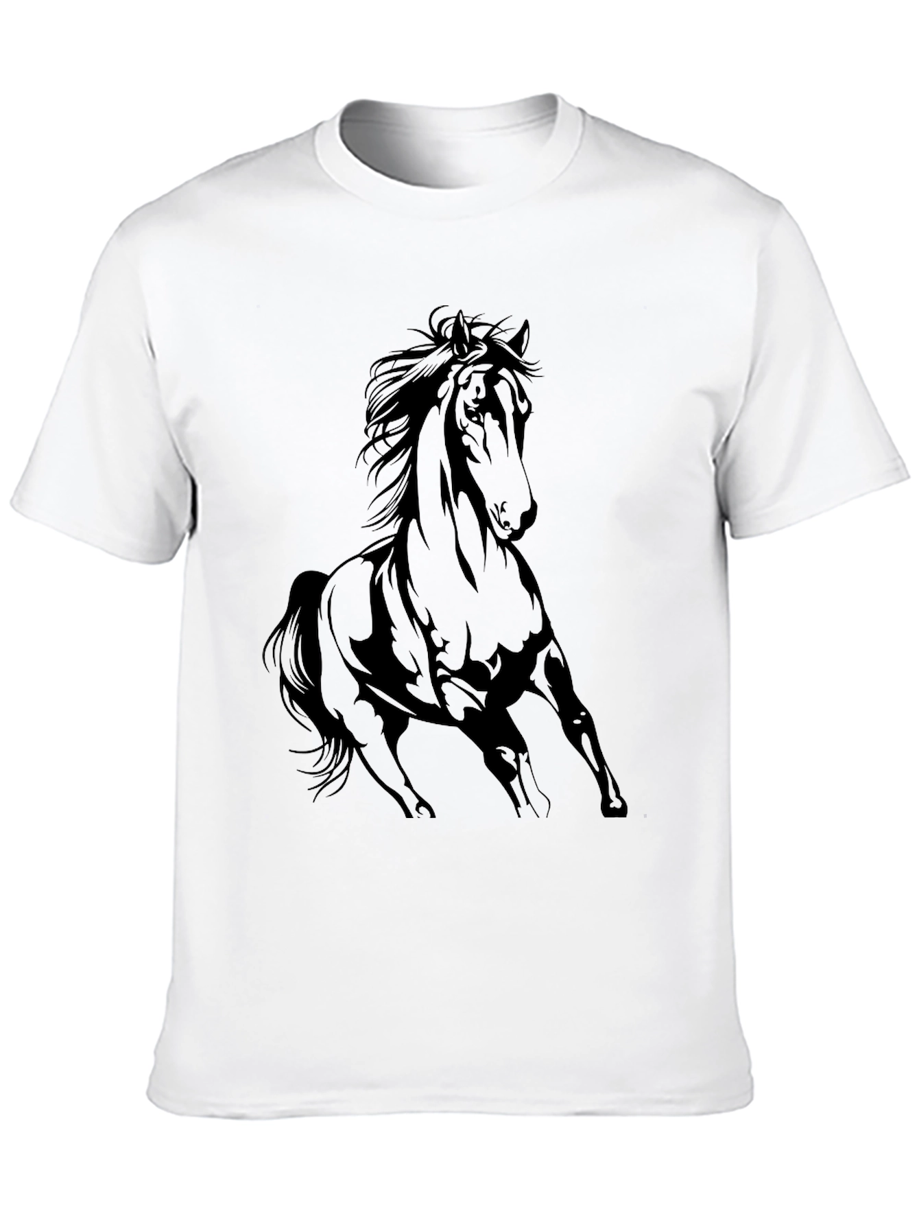 Black Horse Graphic Tee - Stylish Mens T-Shirt