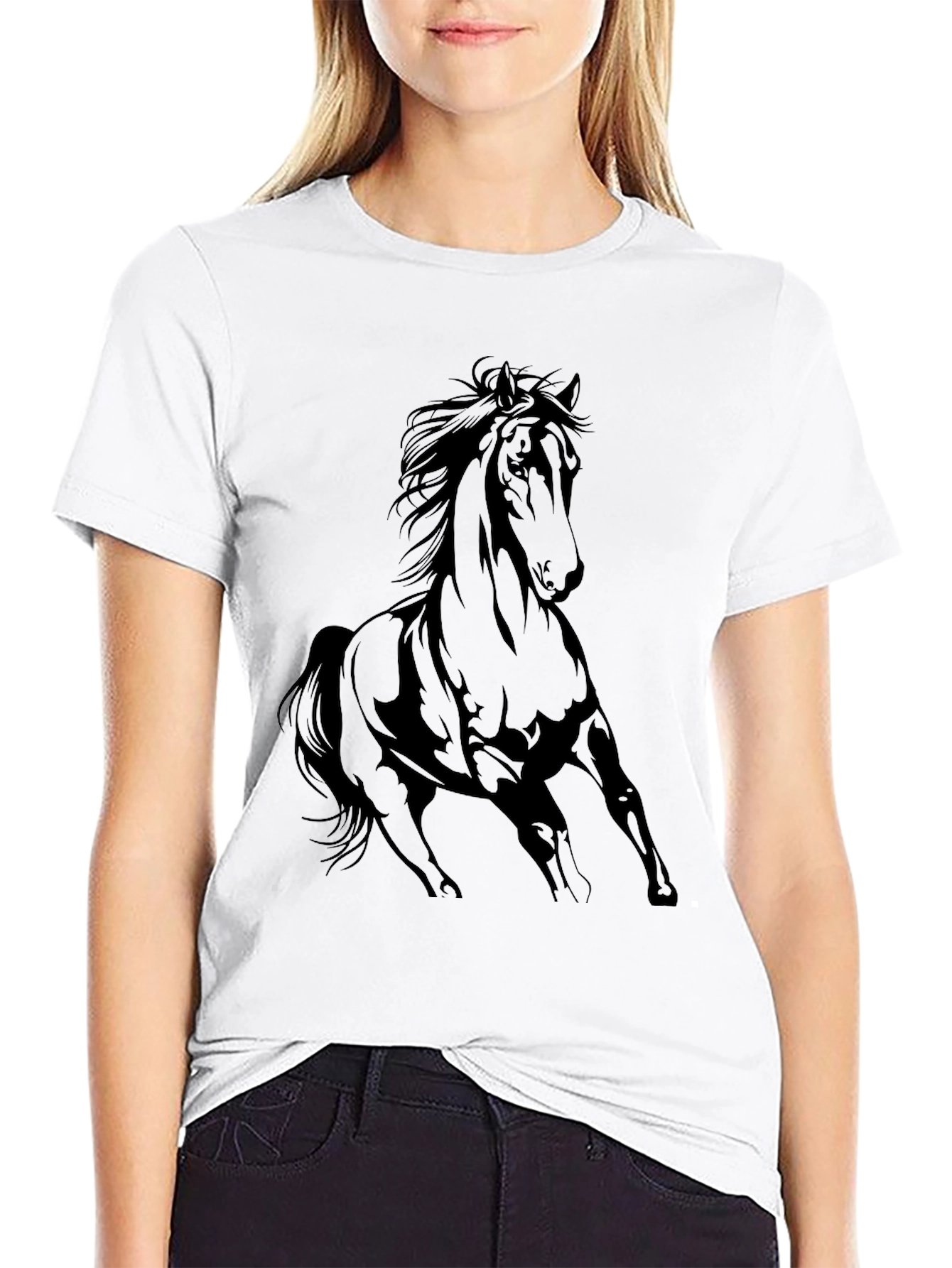 Black Horse Graphic Tee - Stylish Mens T-Shirt