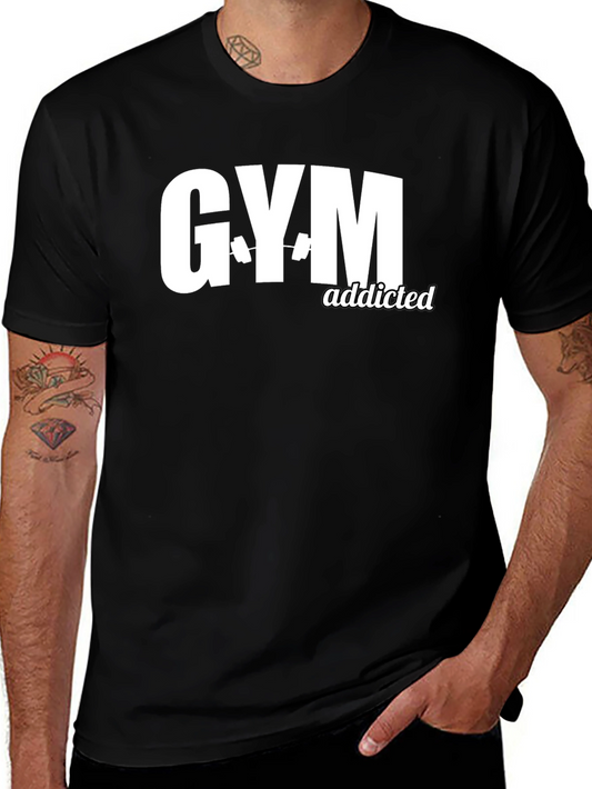 Gym Addicted Black T-Shirt Workout Fitness Tee