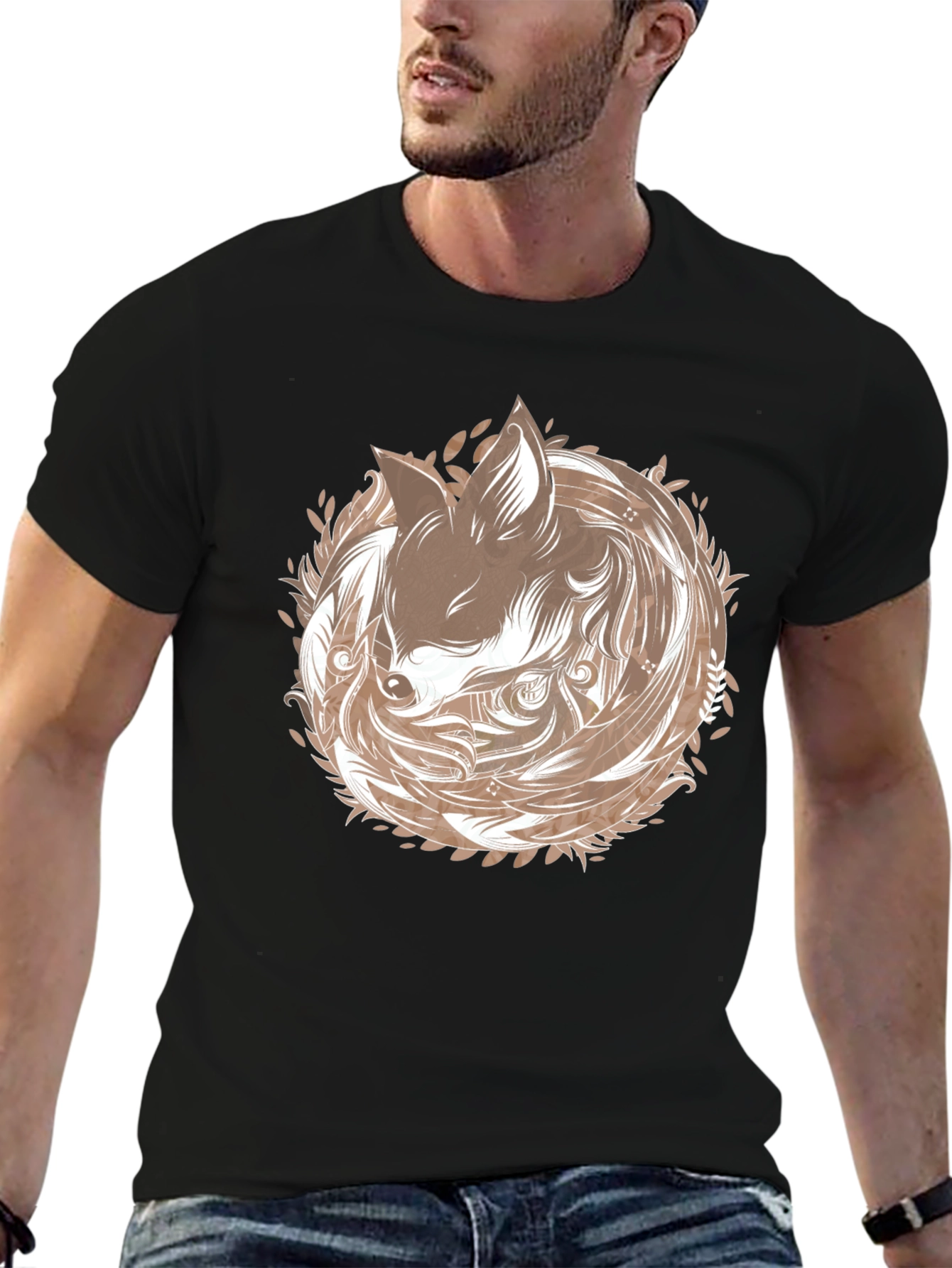 Fox Circle Graphic T-Shirt - Stylish & Unique