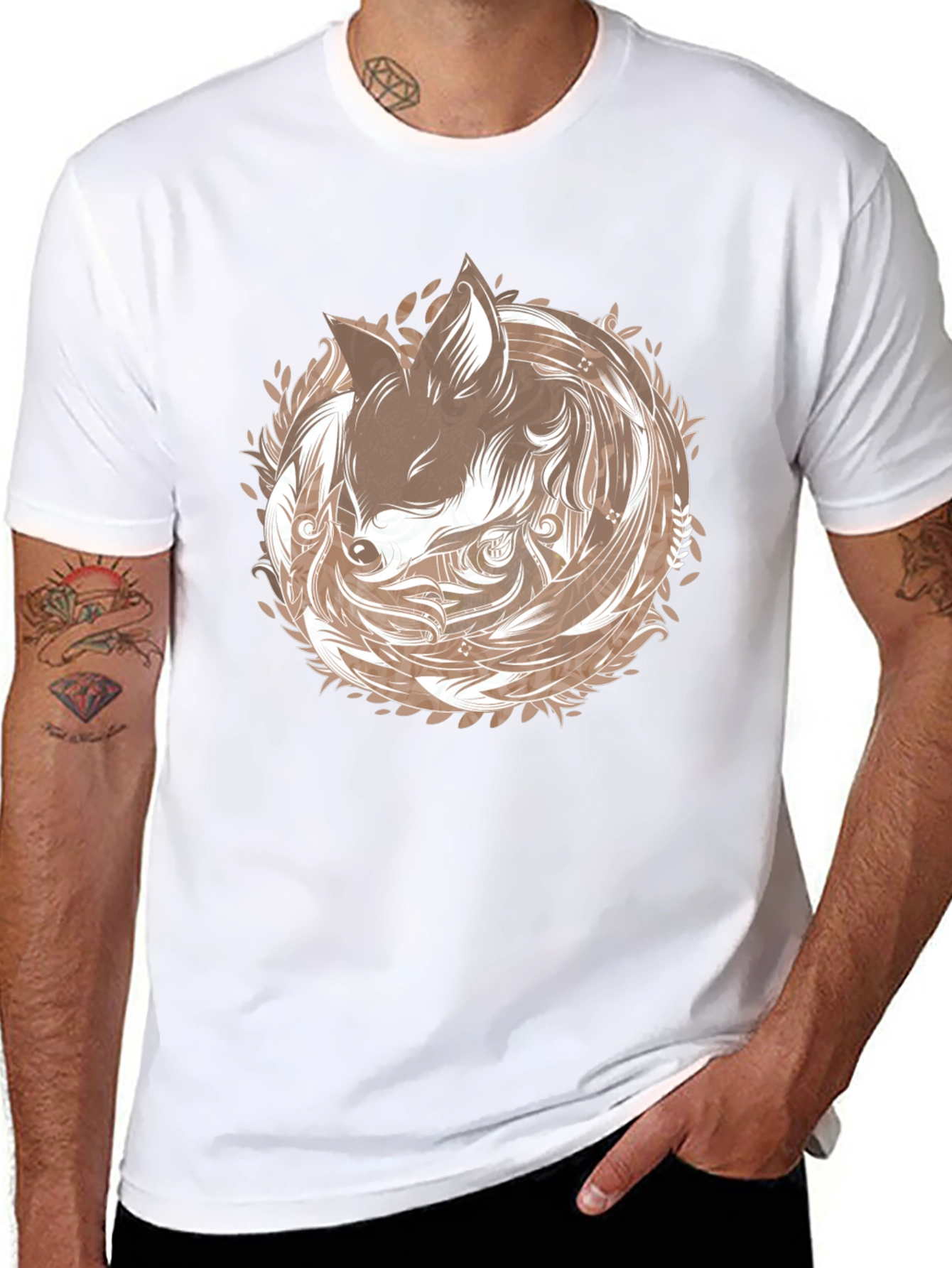 Fox Circle Graphic T-Shirt - Stylish & Unique