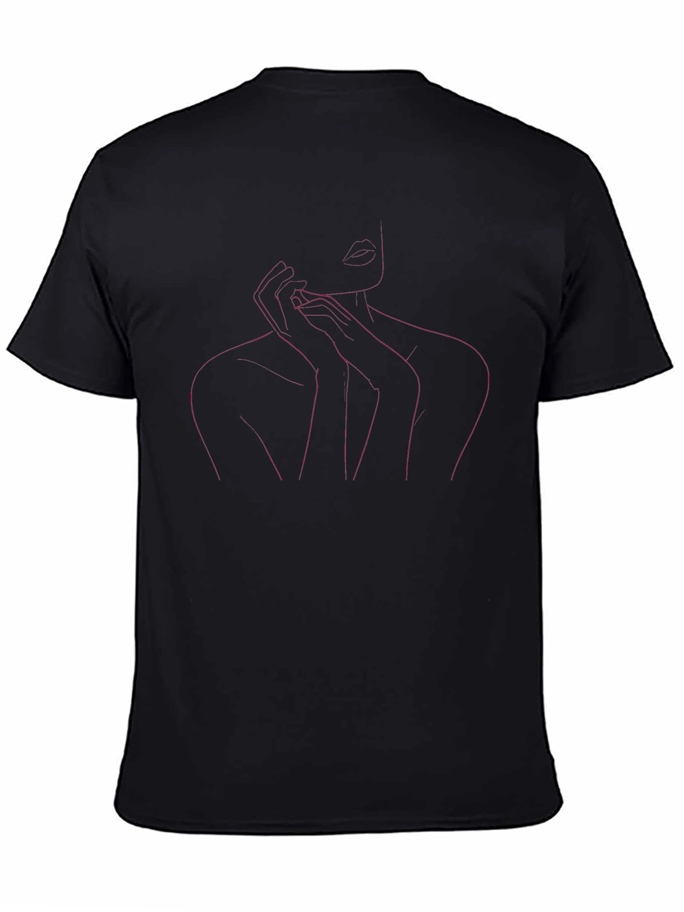Minimalist Woman Line Art Black T-Shirt