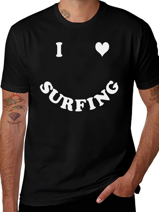 I Love Surfing Graphic Tee - Black
