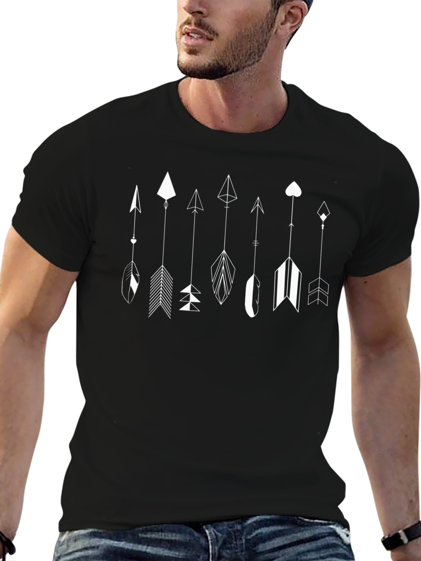 Arrow Graphic Tee - Black Cotton Casual Wear