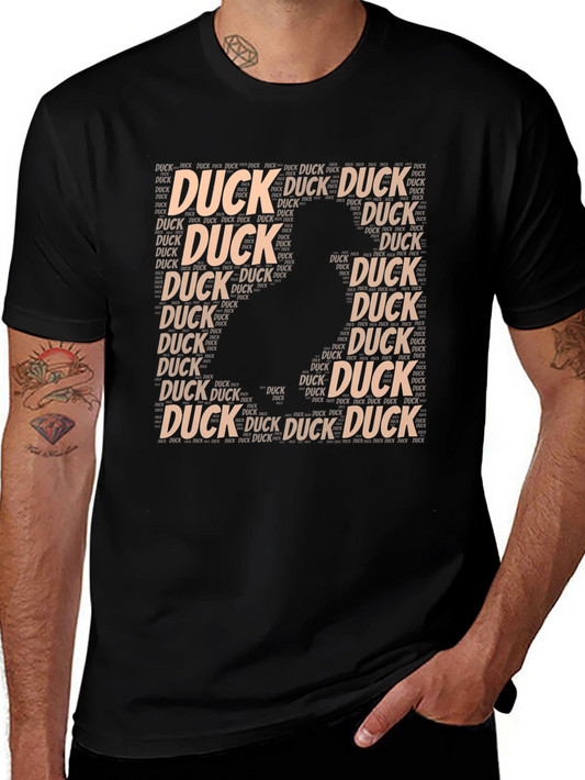 Duck Word Art T-Shirt - Quirky Bird Lover Tee