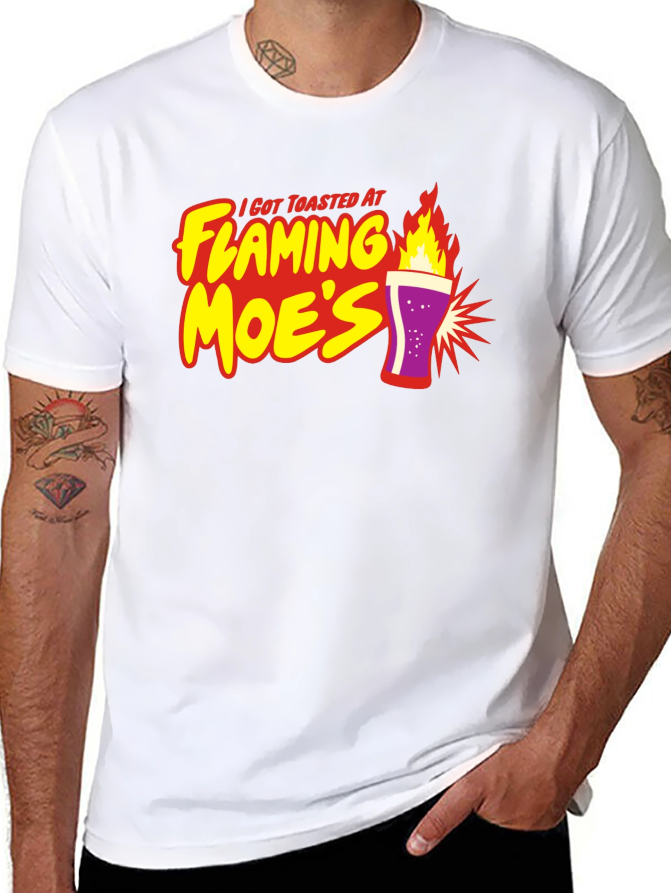Flaming Moes T-Shirt - Toasted At Moes Tee