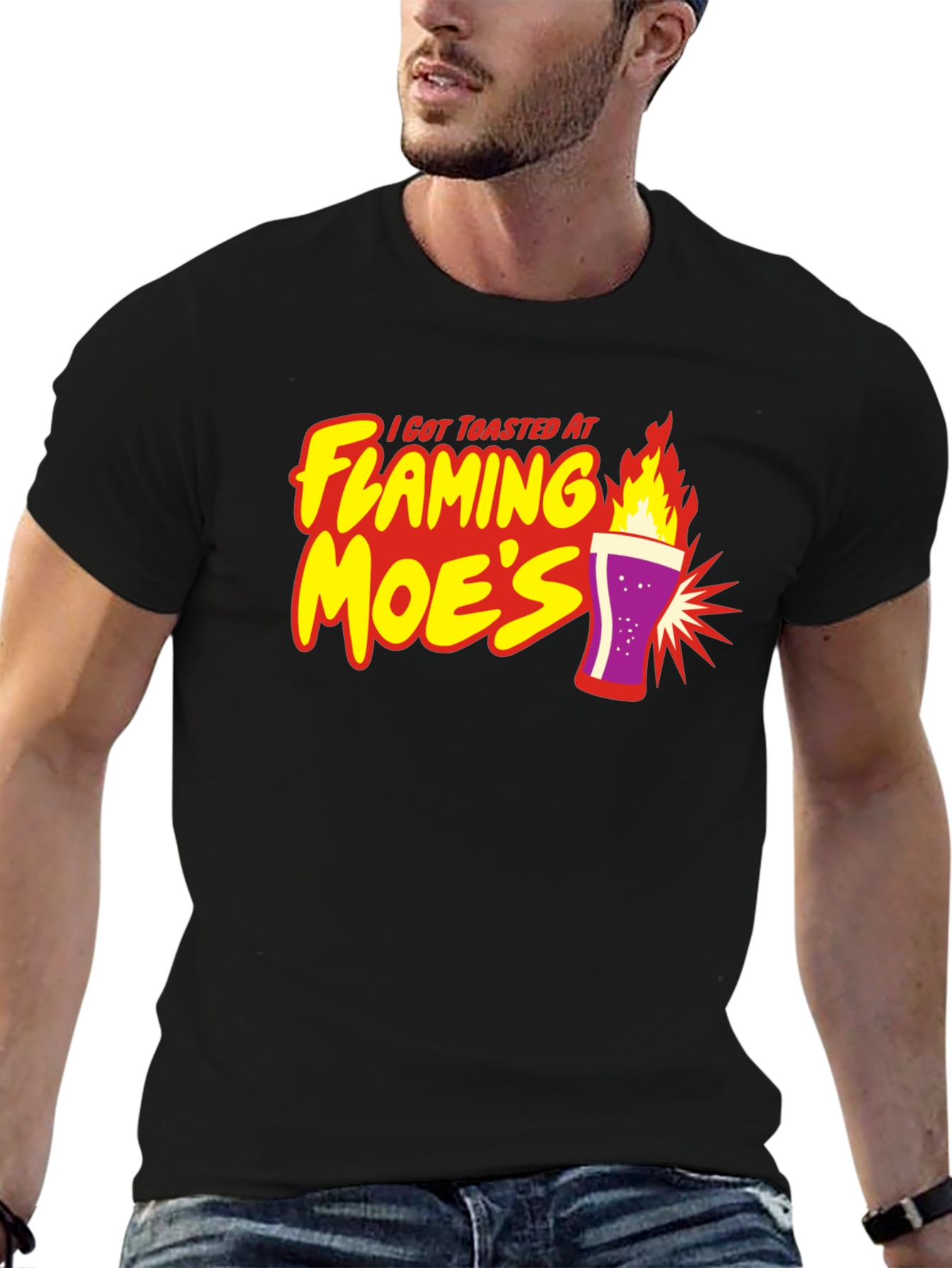Flaming Moes T-Shirt - Toasted At Moes Tee