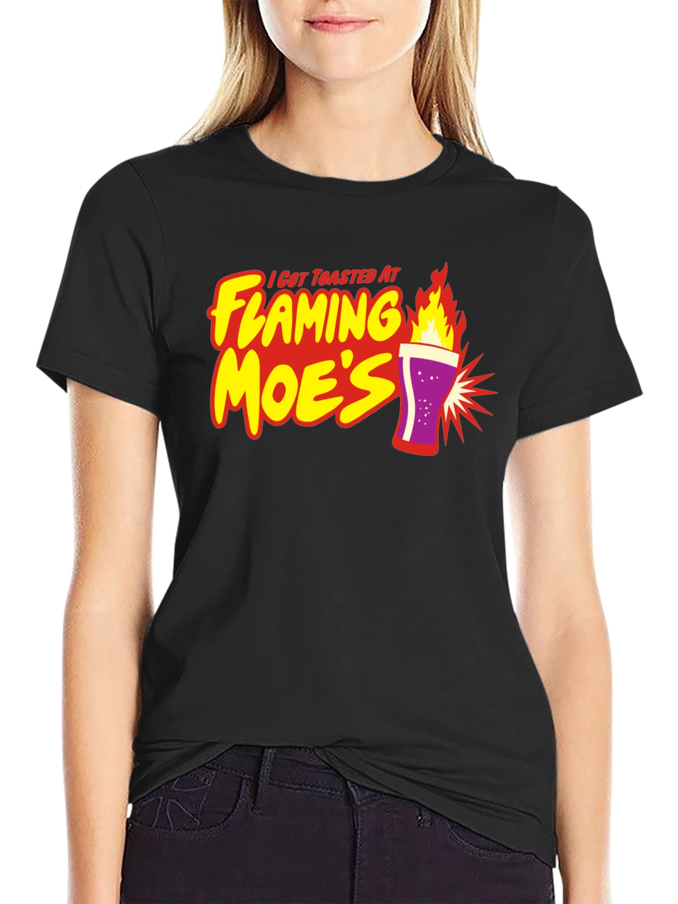 Flaming Moes T-Shirt - Toasted At Moes Tee