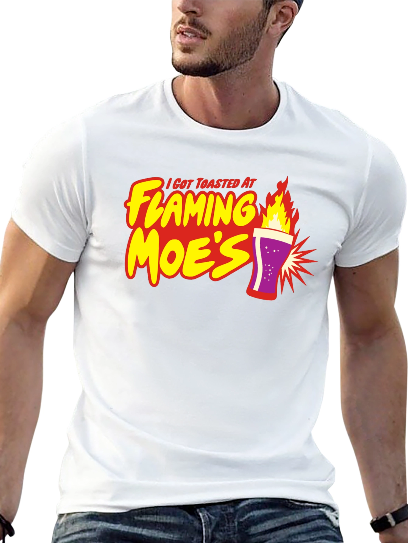 Flaming Moes T-Shirt - Toasted At Moes Tee
