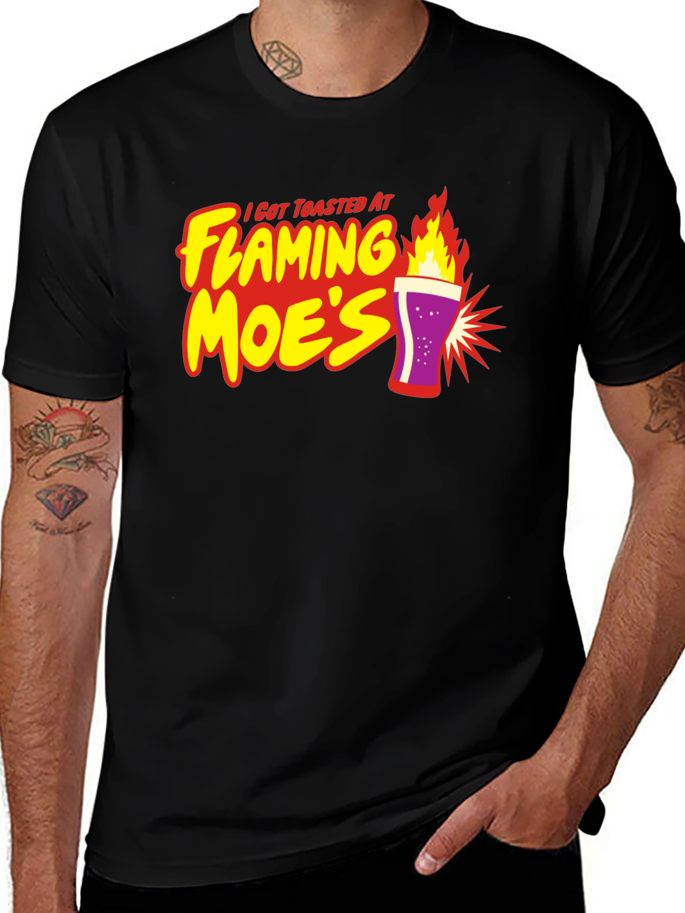 Flaming Moes T-Shirt - Toasted At Moes Tee