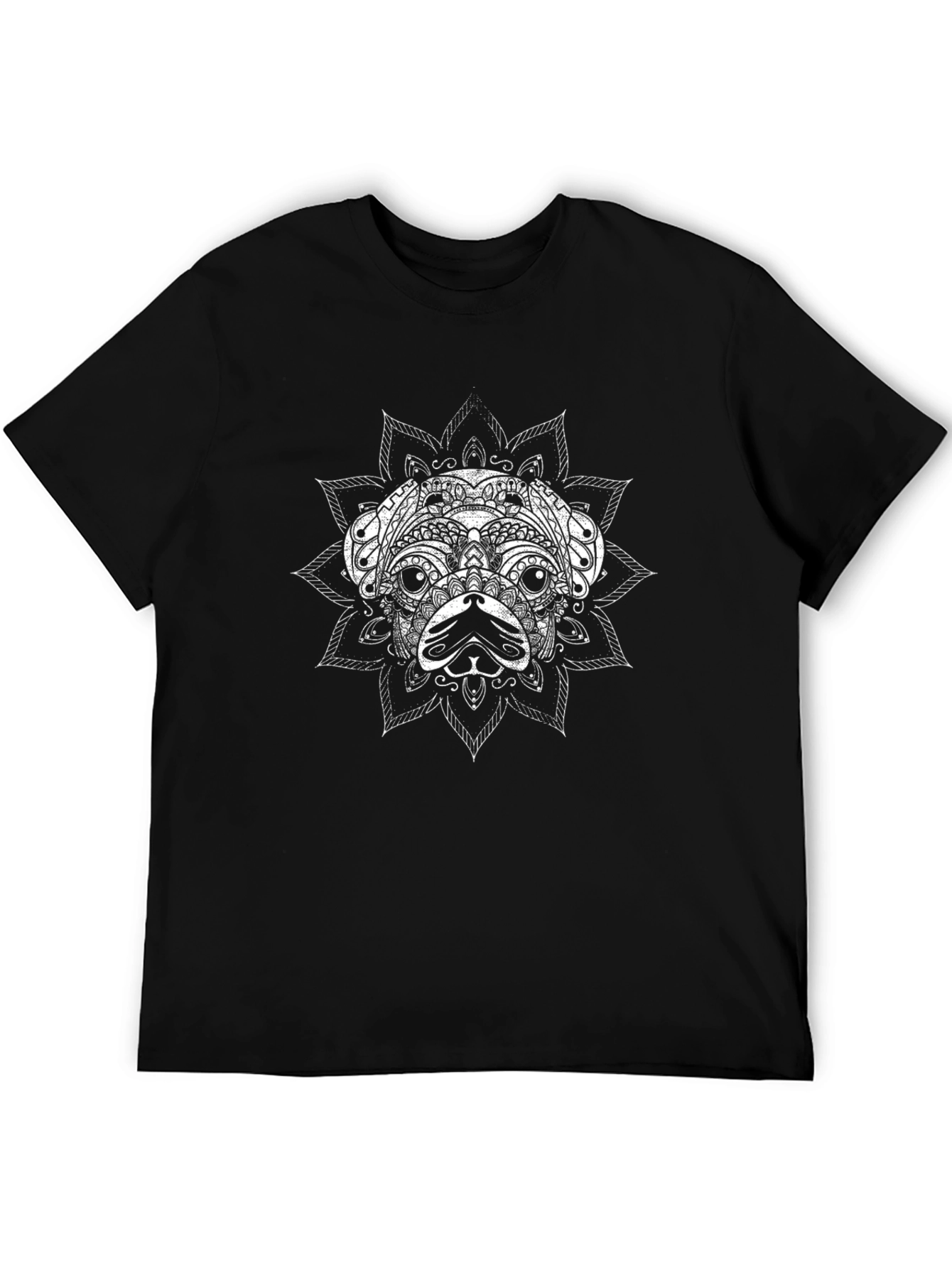 Black T-Shirt with Ornamental Dog Graphic
