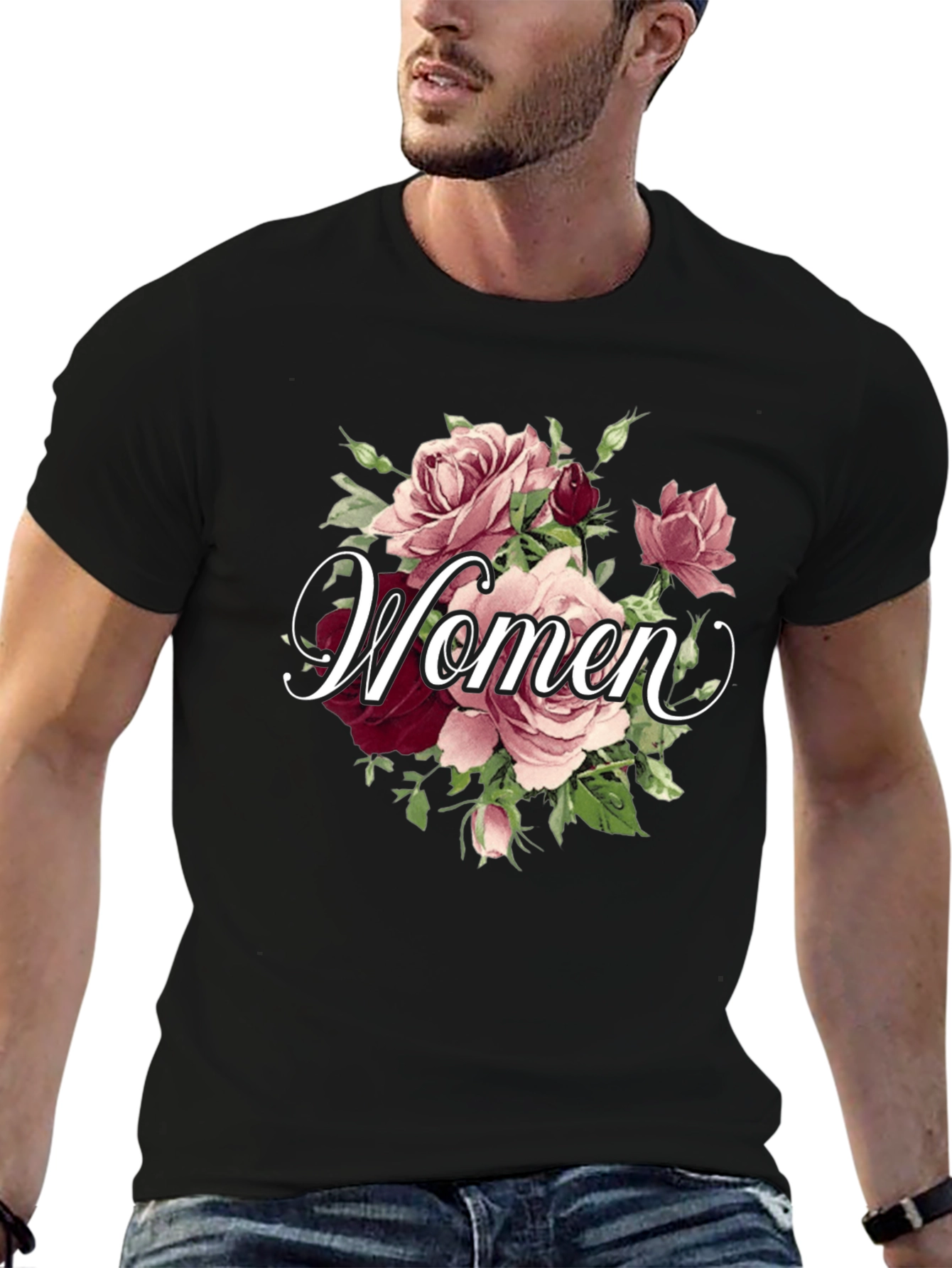 Floral Womens Graphic Tee - Elegant Rose Design
