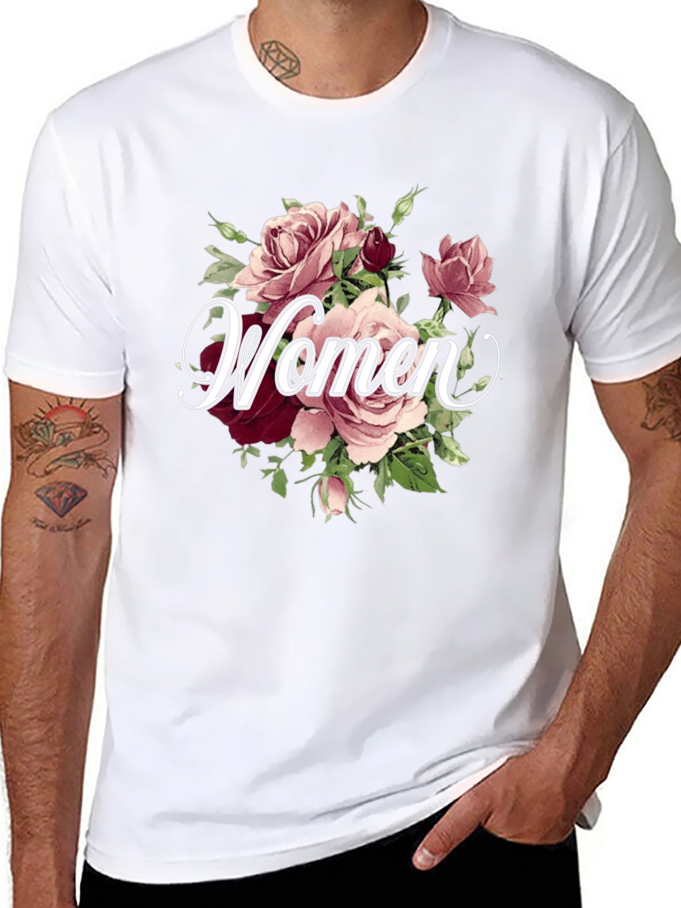 Floral Womens Graphic Tee - Elegant Rose Design