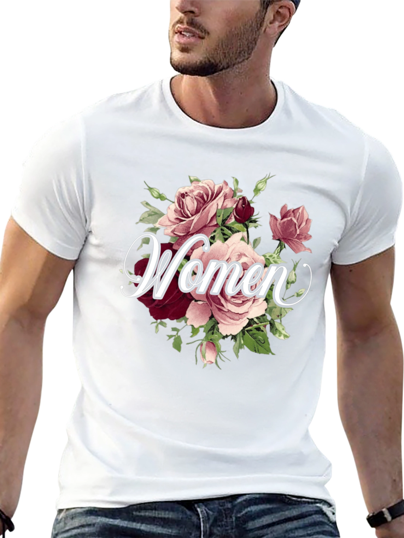 Floral Womens Graphic Tee - Elegant Rose Design