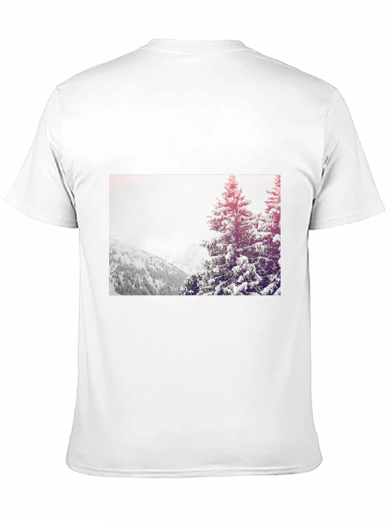 Winter Scene Graphic Tee - Black Cotton Casual T-Shirt