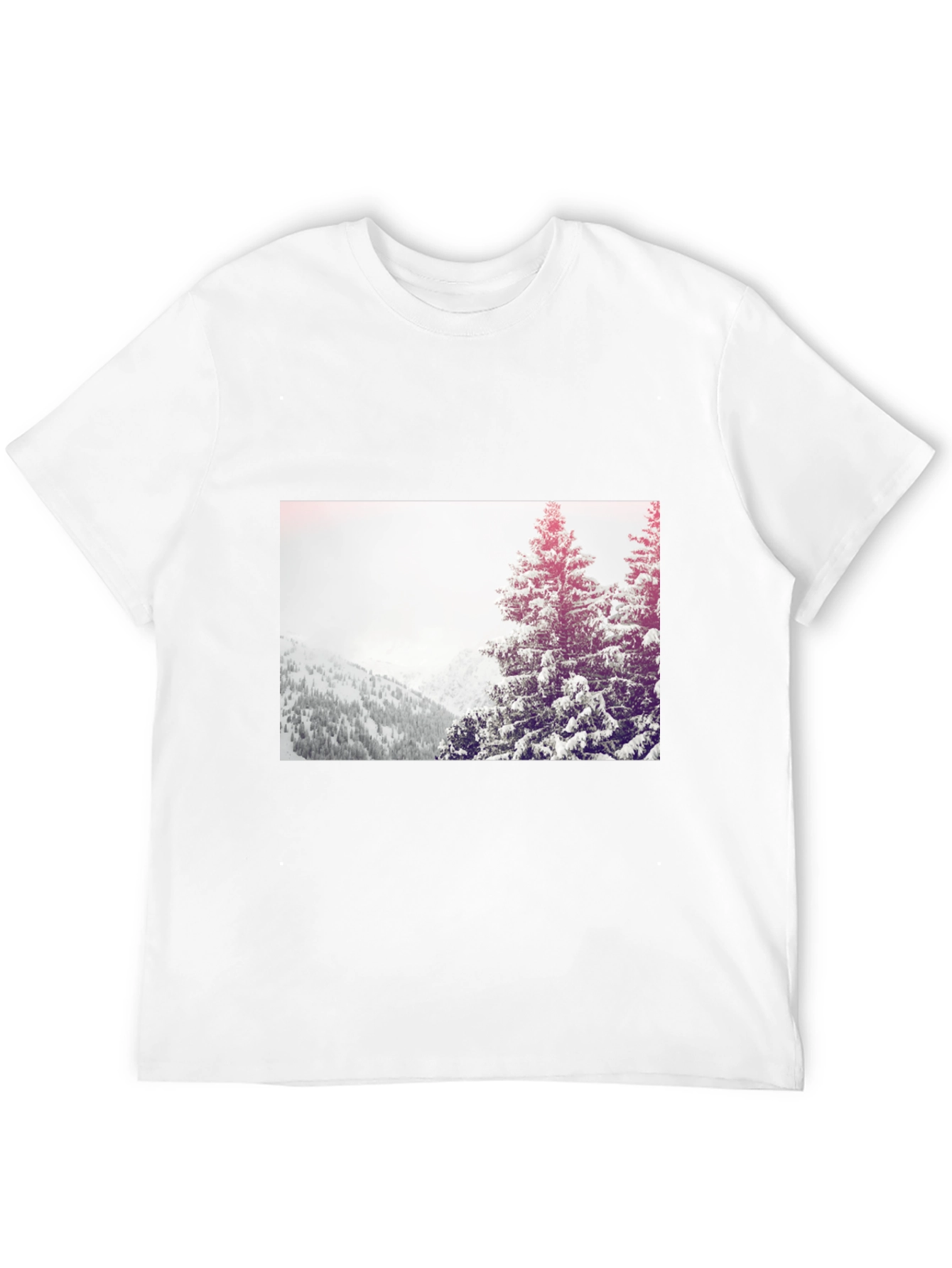 Winter Scene Graphic Tee - Black Cotton Casual T-Shirt