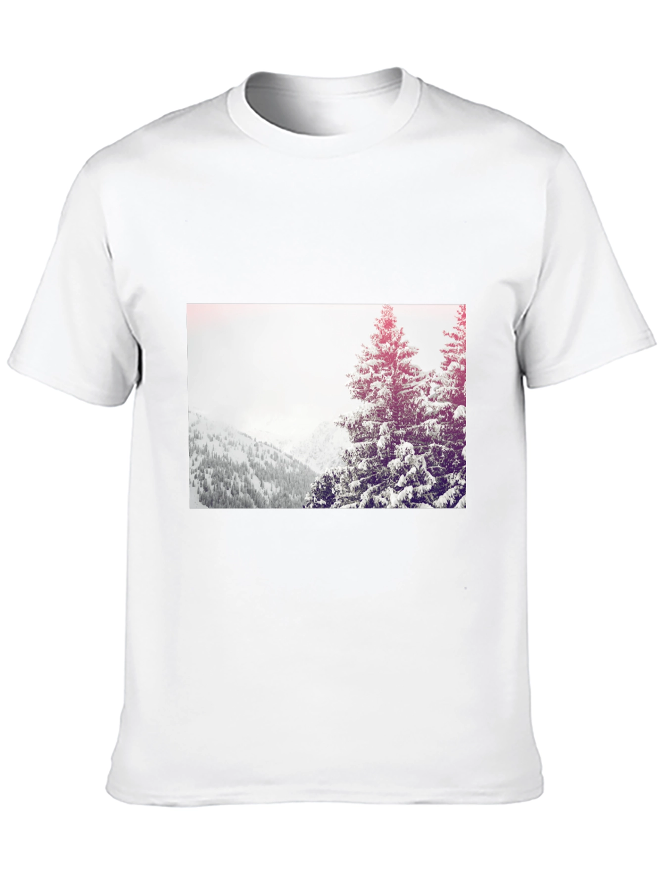 Winter Scene Graphic Tee - Black Cotton Casual T-Shirt