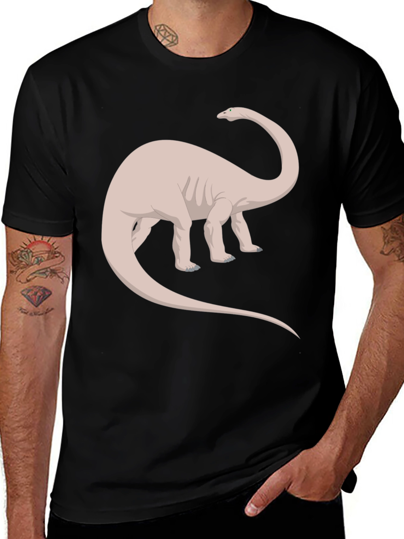 Dino Graphic Tee - Black Cotton T-Shirt