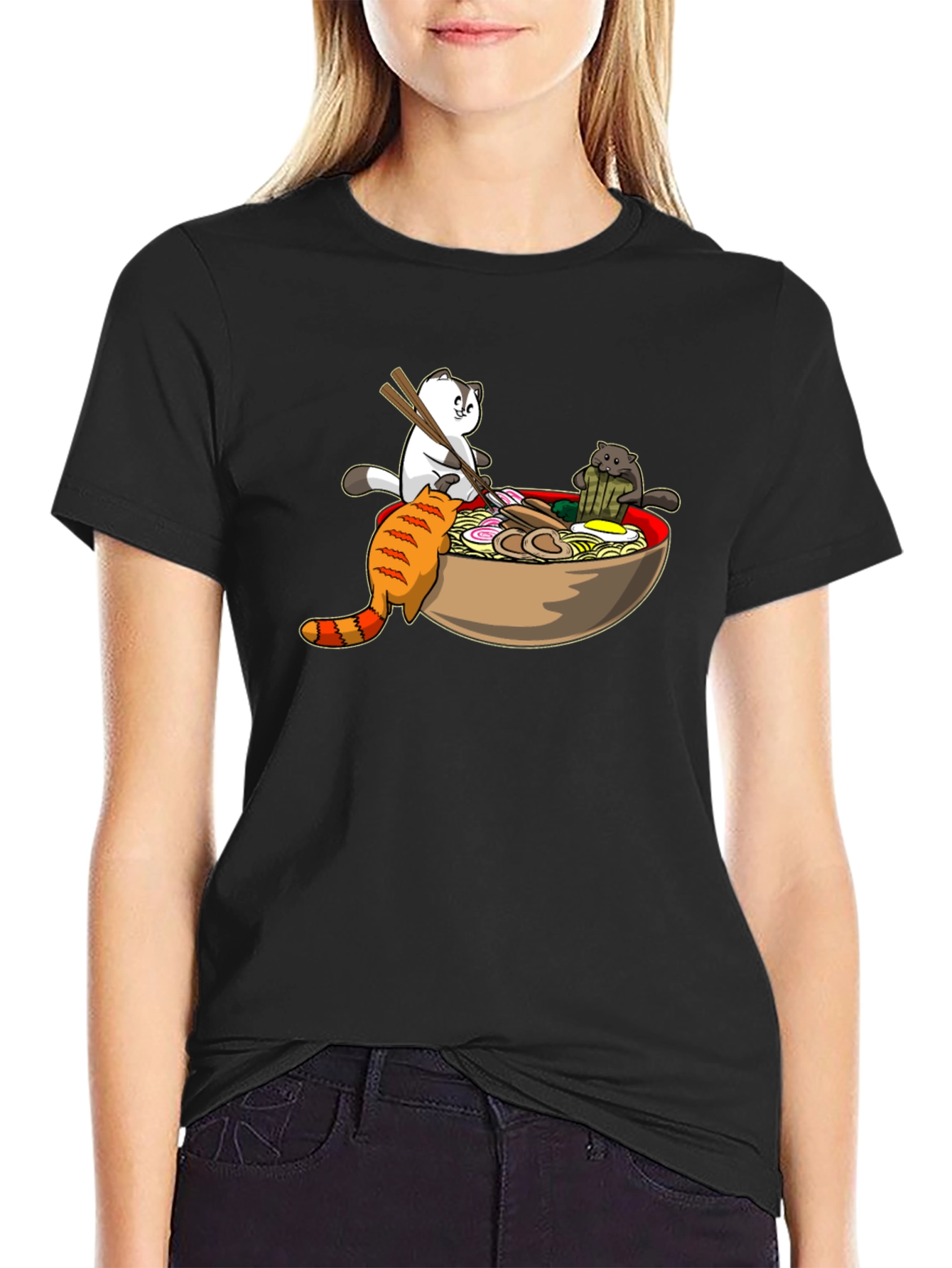 Ramen Cats Black T-Shirt - Unique Graphic Tee