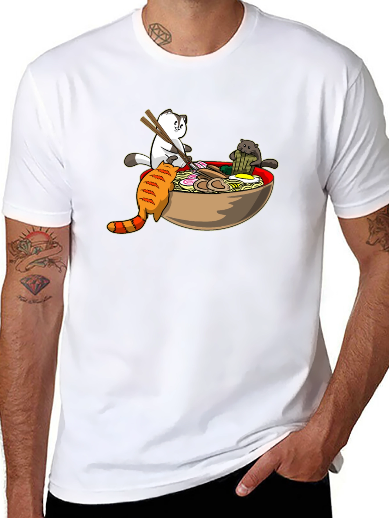 Ramen Cats Black T-Shirt - Unique Graphic Tee