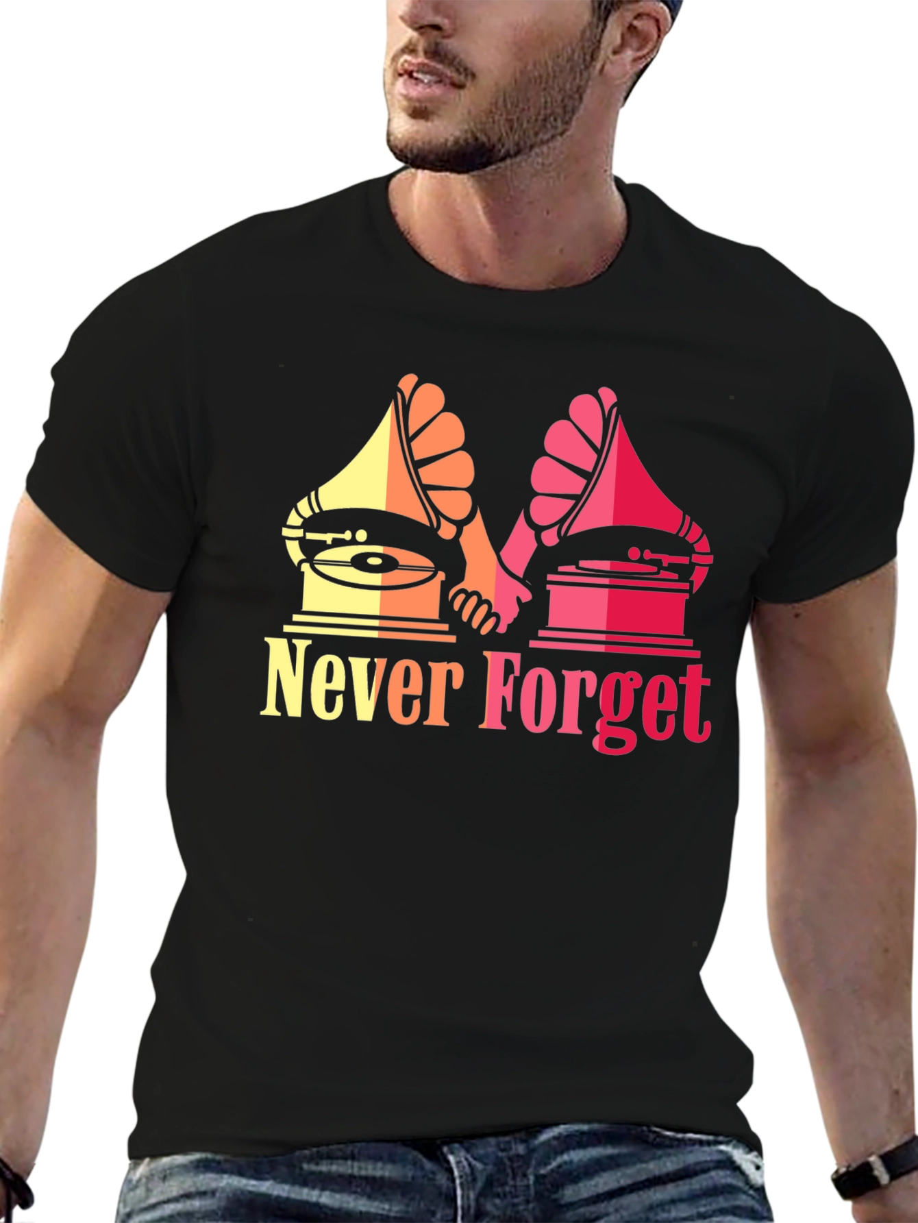 Retro Music Never Forget Graphic T-Shirt