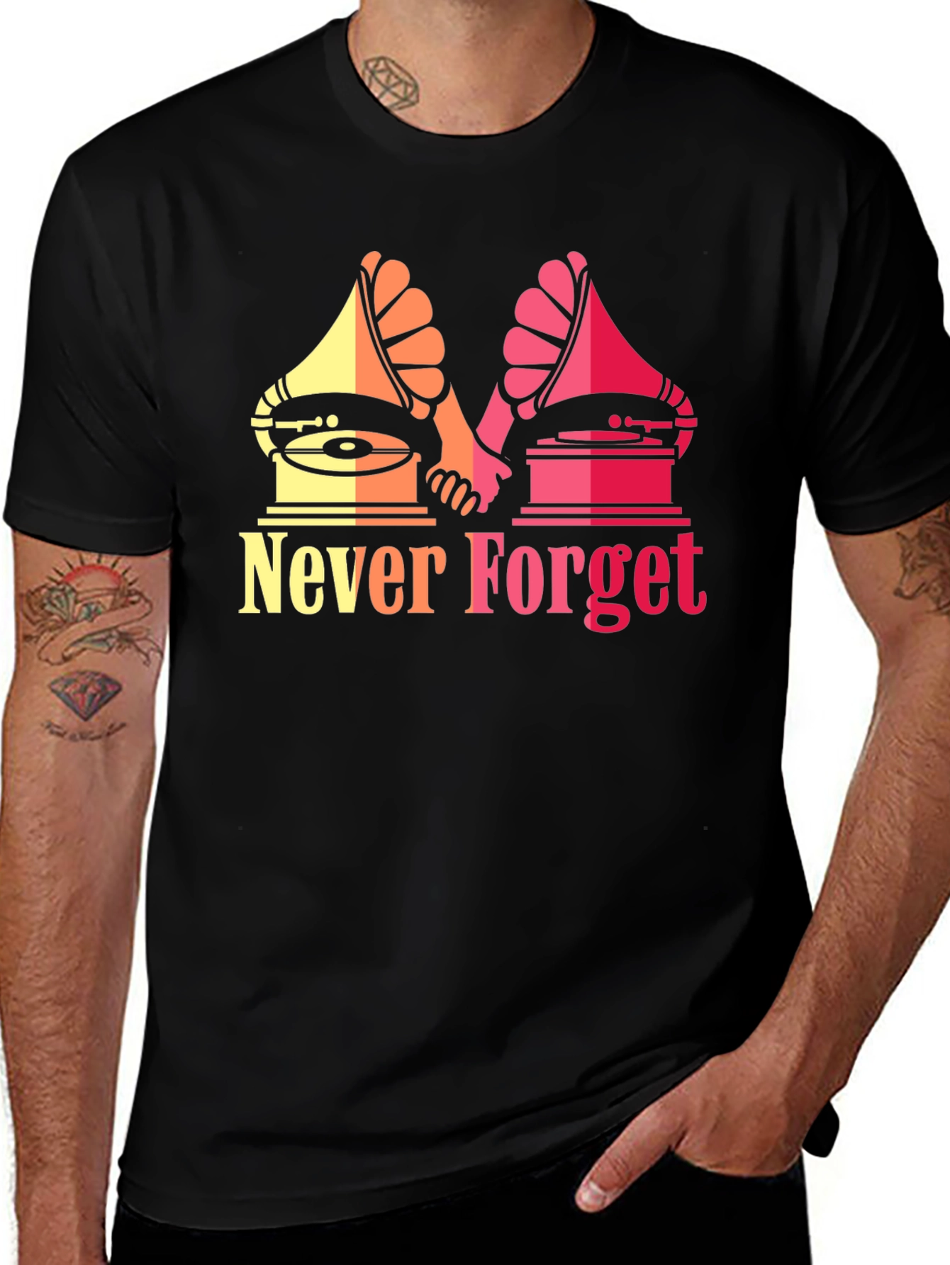 Retro Music Never Forget Graphic T-Shirt