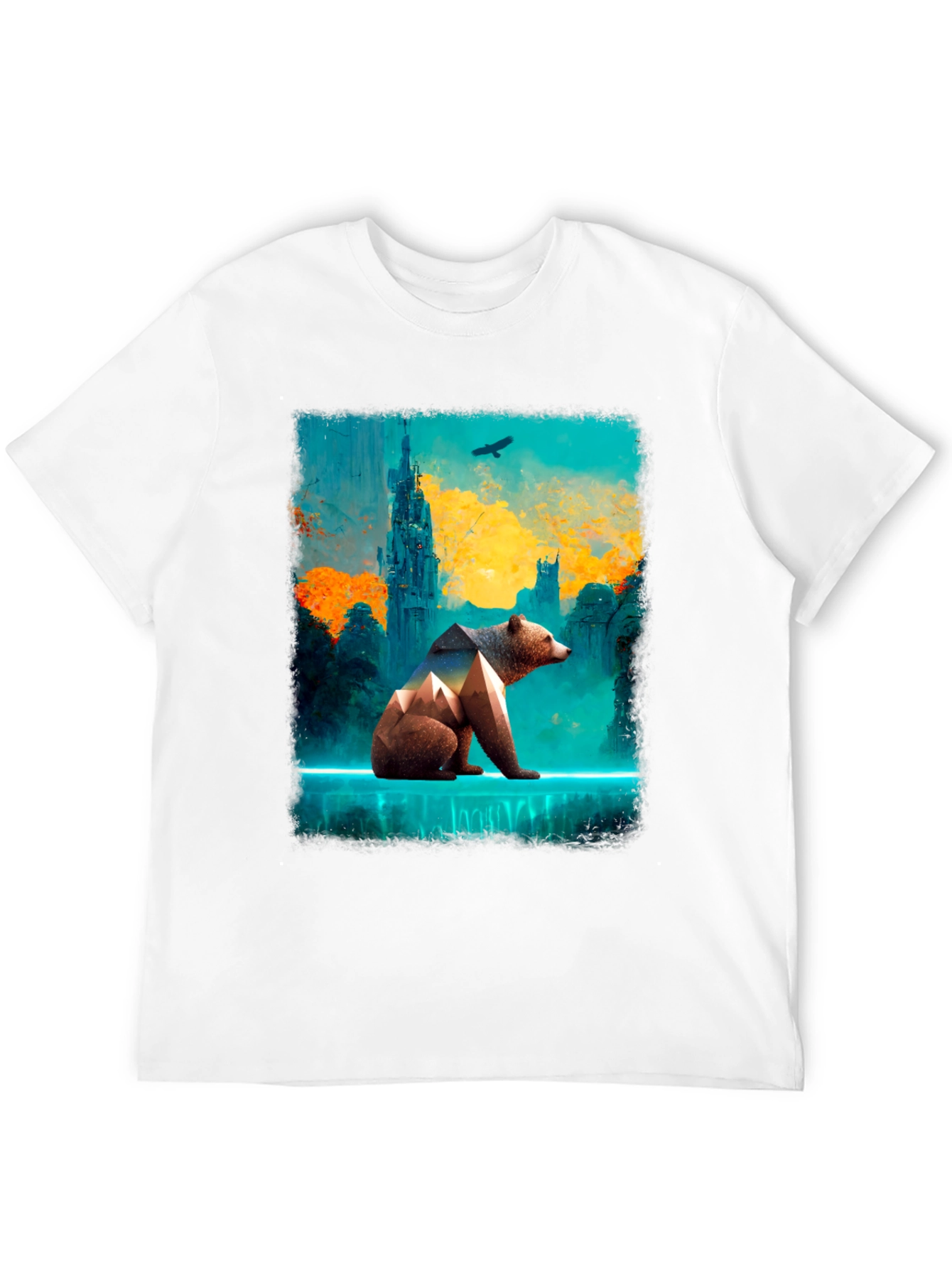 Abstract Bear Graphic Tee - Stylish Mens Black T-Shirt