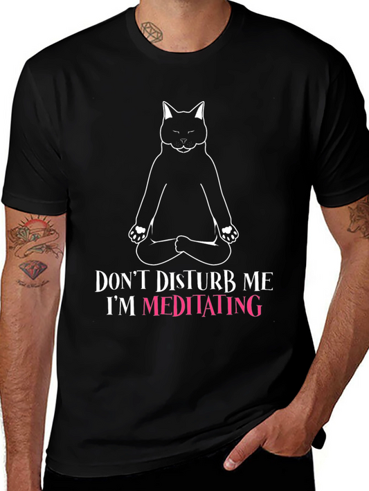 Meditating Cat Graphic Tee - Zen Humor T-Shirt
