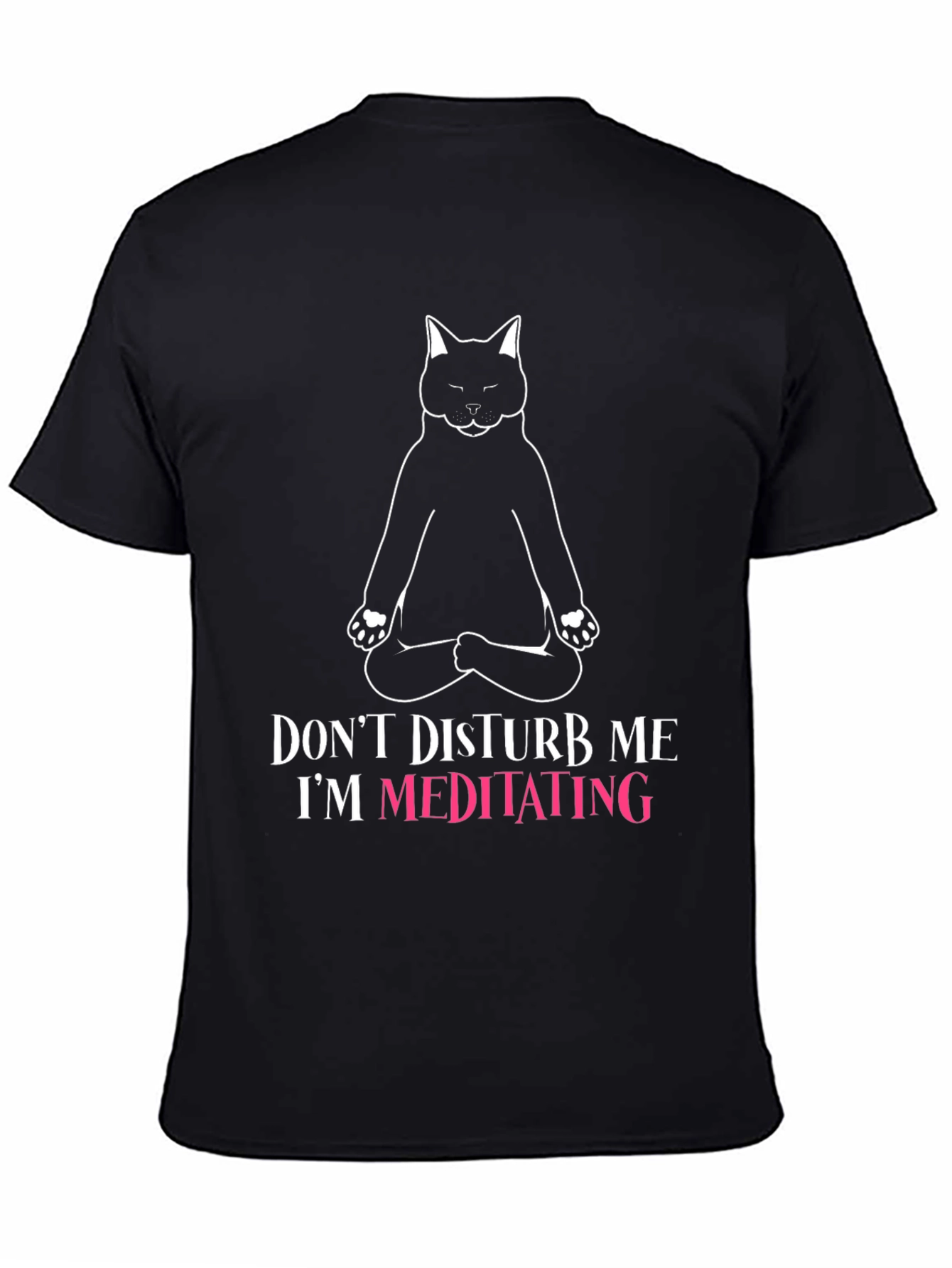 Meditating Cat Graphic Tee - Zen Humor T-Shirt