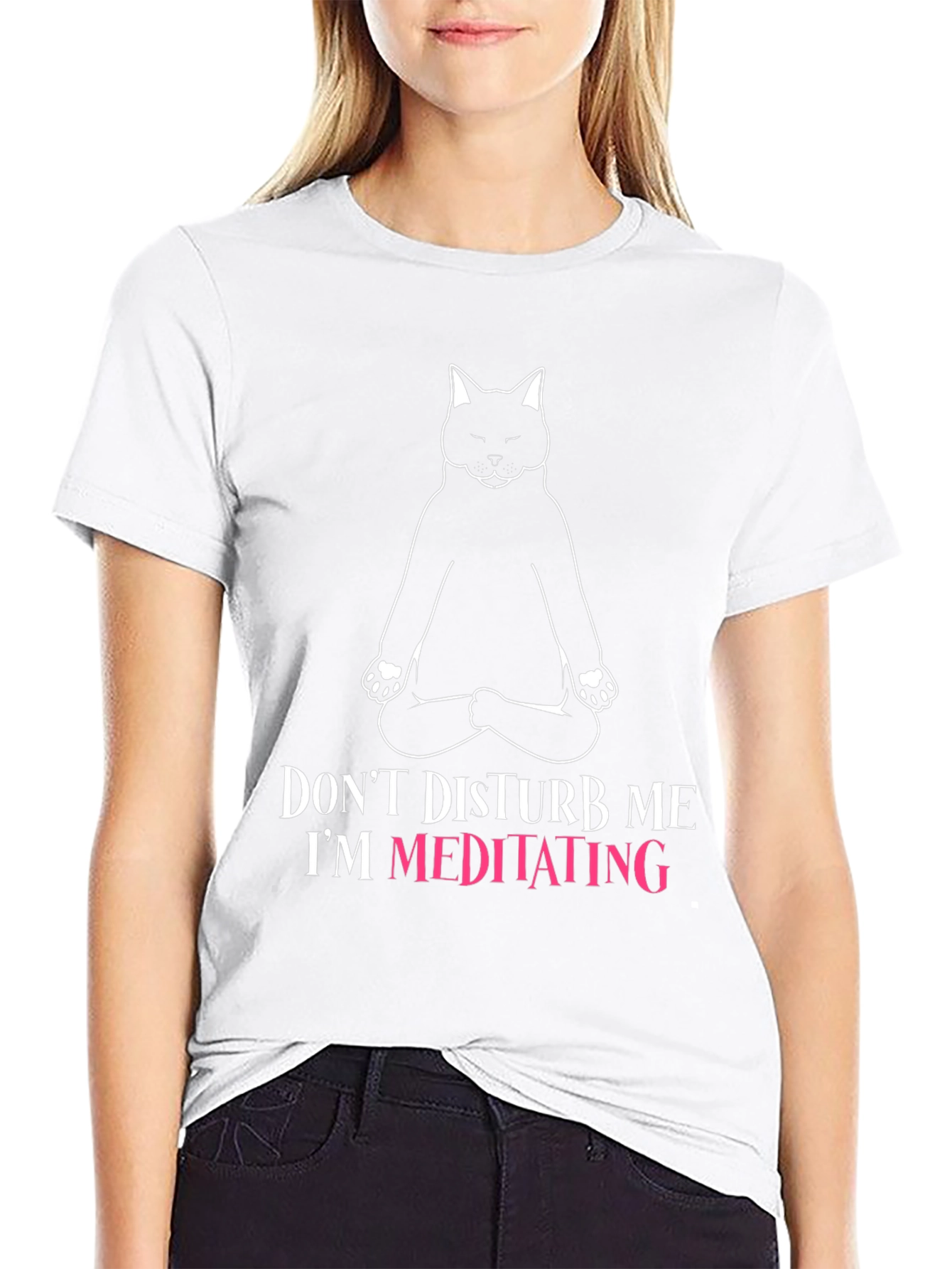 Meditating Cat Graphic Tee - Zen Humor T-Shirt