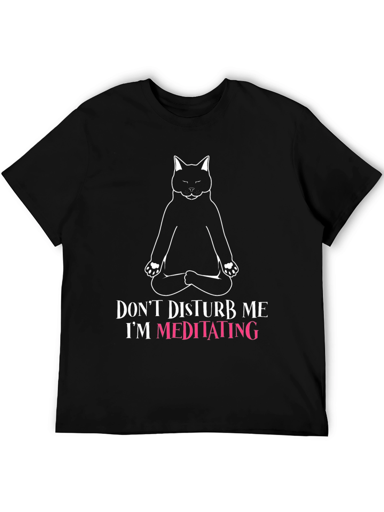 Meditating Cat Graphic Tee - Zen Humor T-Shirt