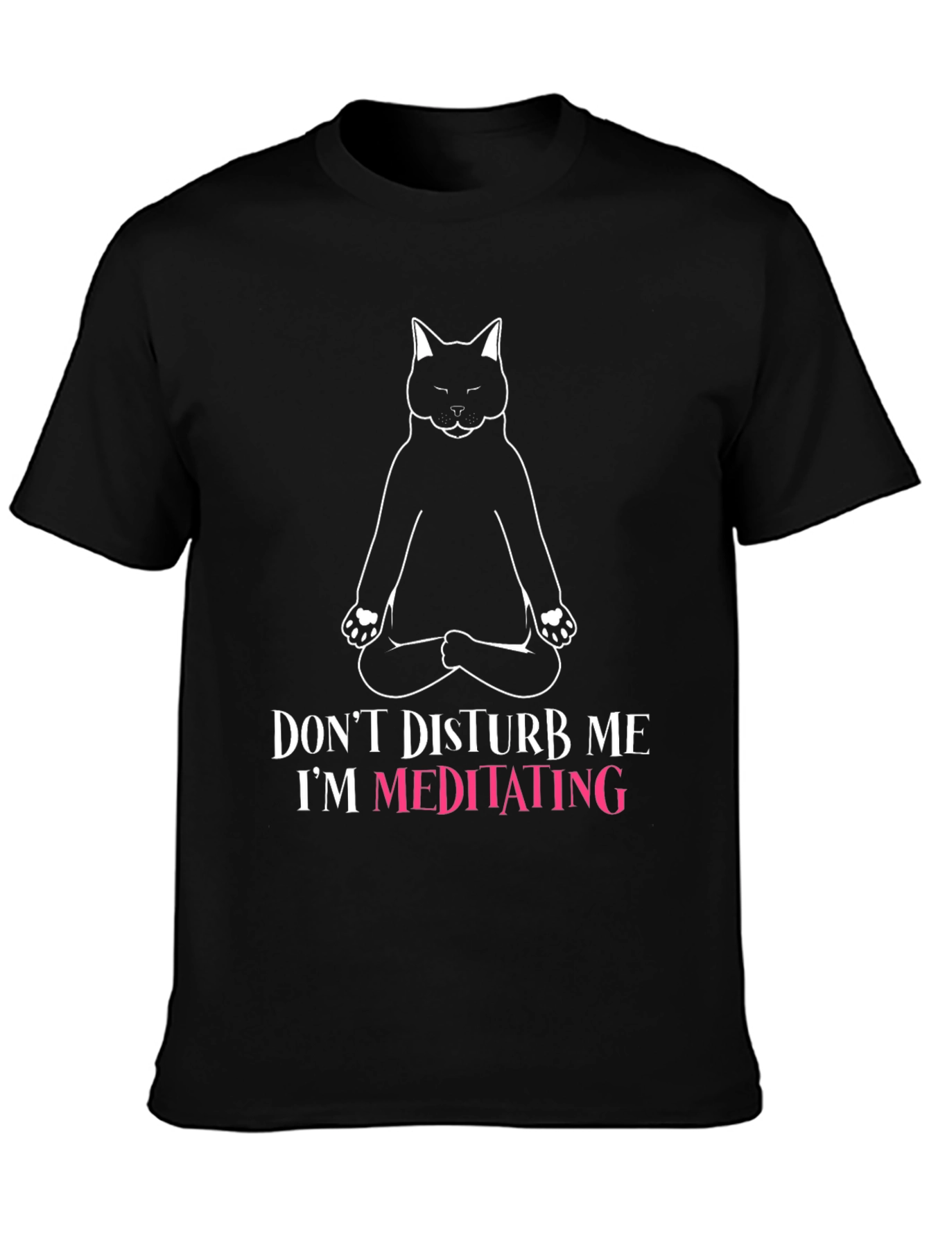 Meditating Cat Graphic Tee - Zen Humor T-Shirt