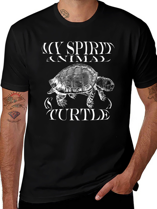 My Spirit Animal Turtle Graphic Tee - Black Cotton T-Shirt