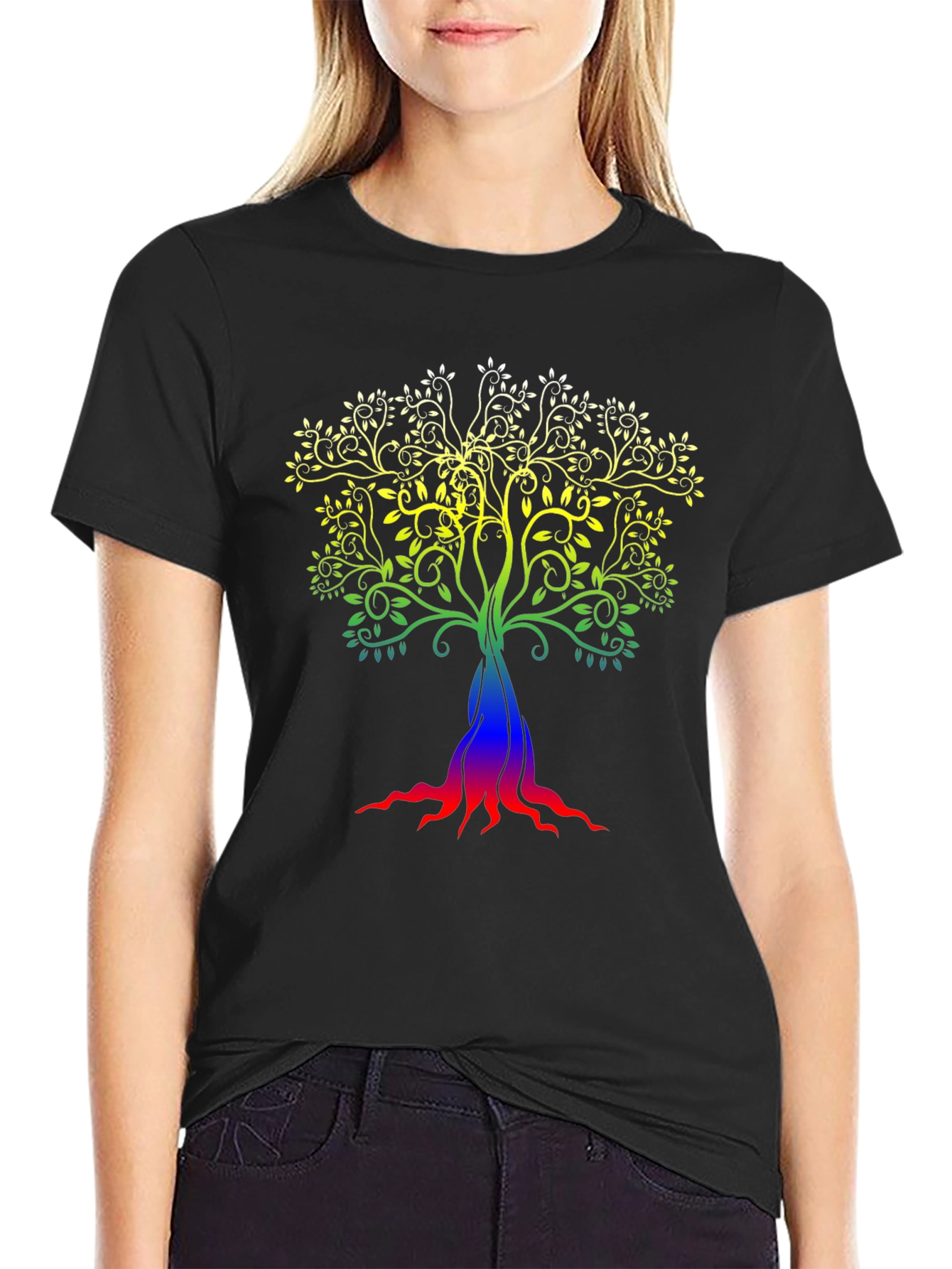 Rainbow Tree of Life Black T-Shirt