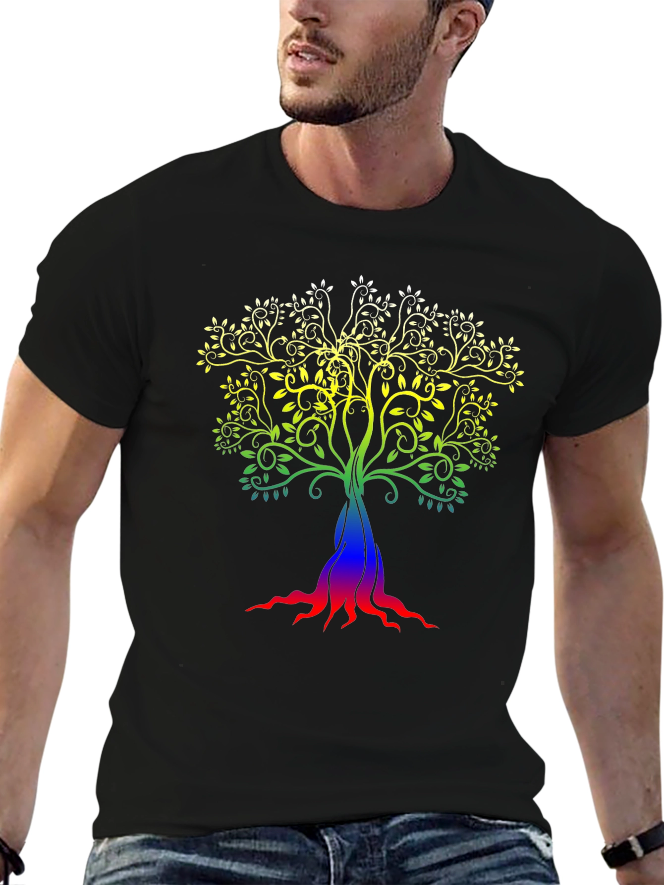 Rainbow Tree of Life Black T-Shirt