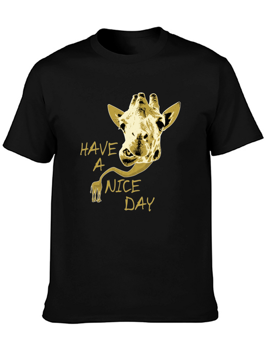 Giraffe Have a Nice Day Graphic Tee - Black