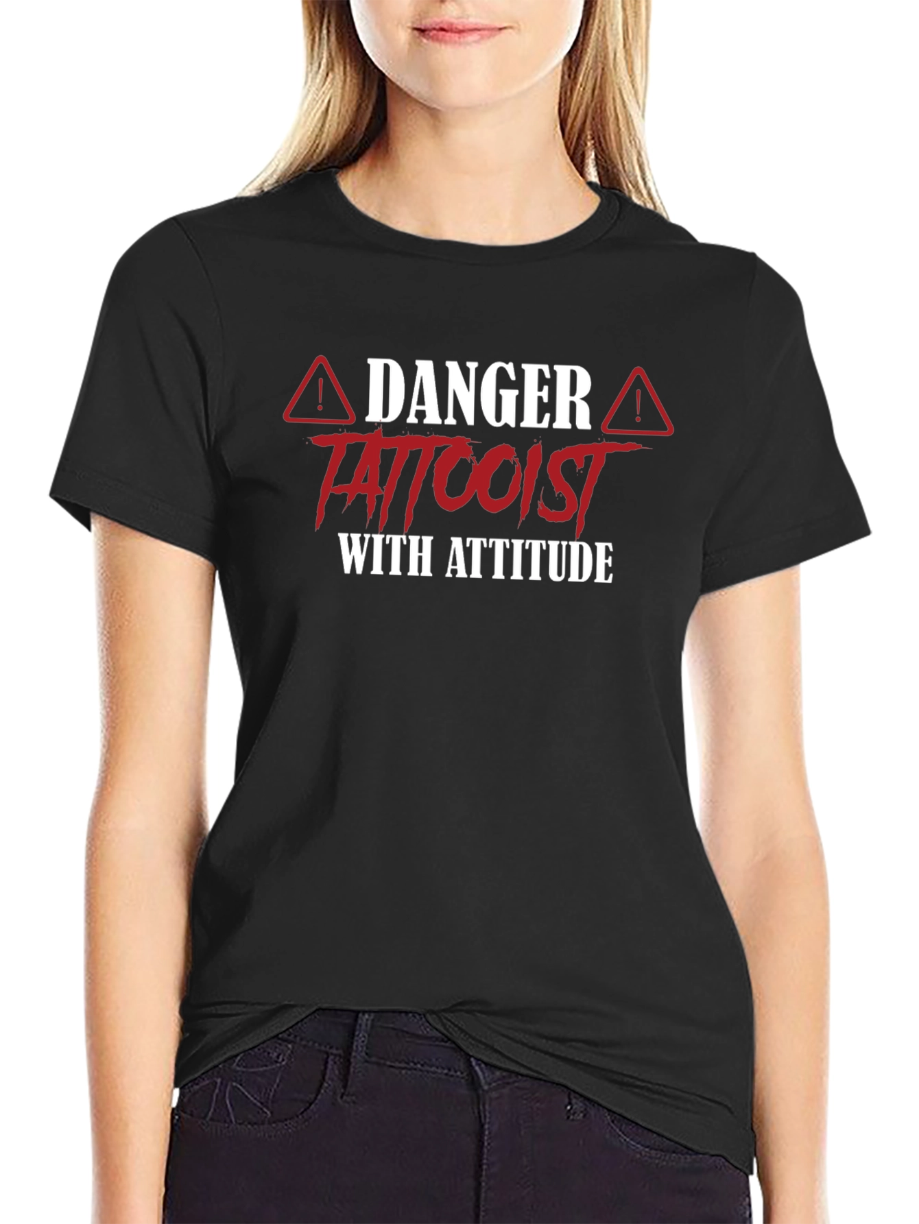 Danger Tattooist With Attitude Black T-Shirt