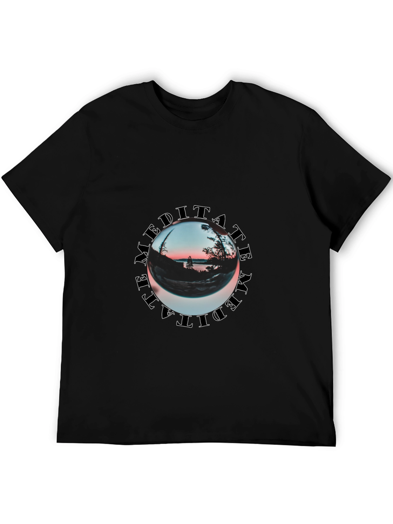Meditate Graphic Print Black T-Shirt