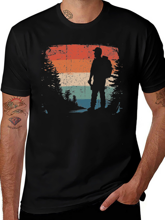 Vintage Hiker Graphic Tee - Retro Outdoor Adventure Shirt