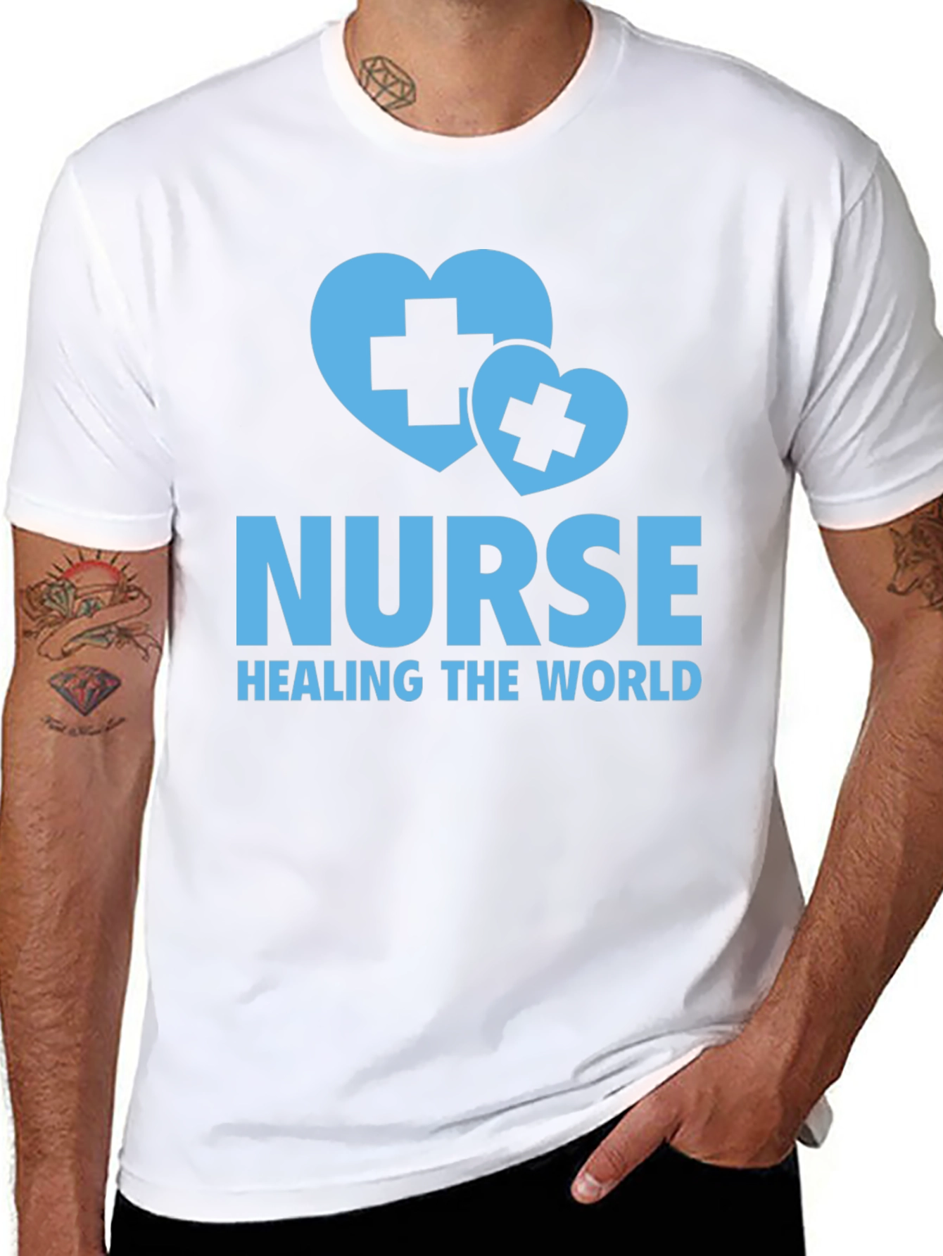 Nurse Healing the World T-Shirt - Black Cotton